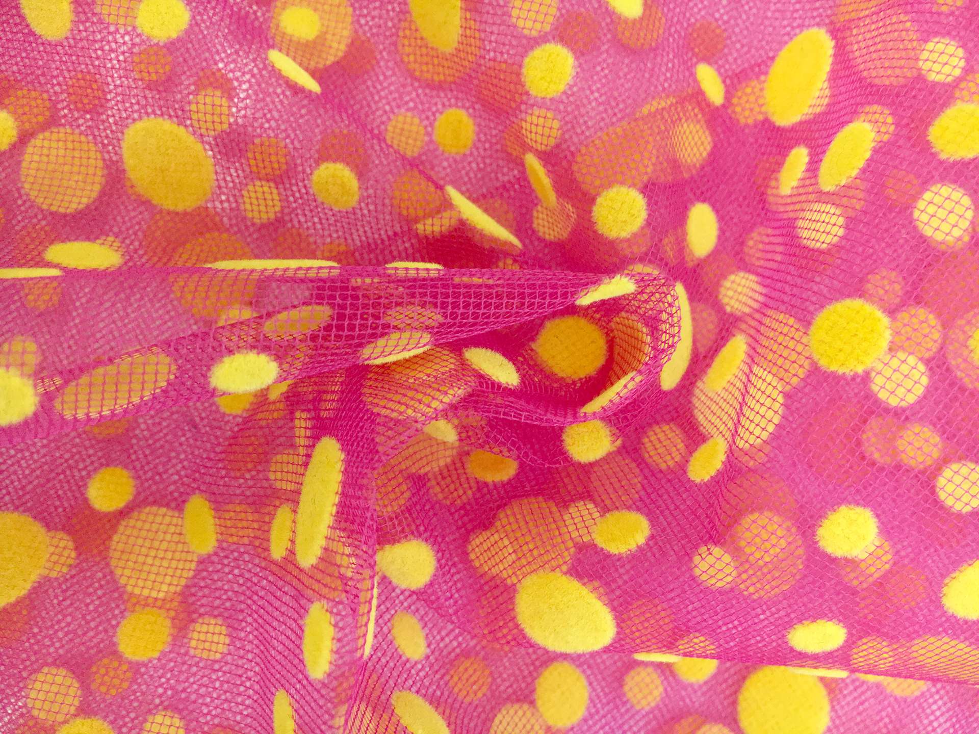 Flocked Polka Dots on Tulle 
