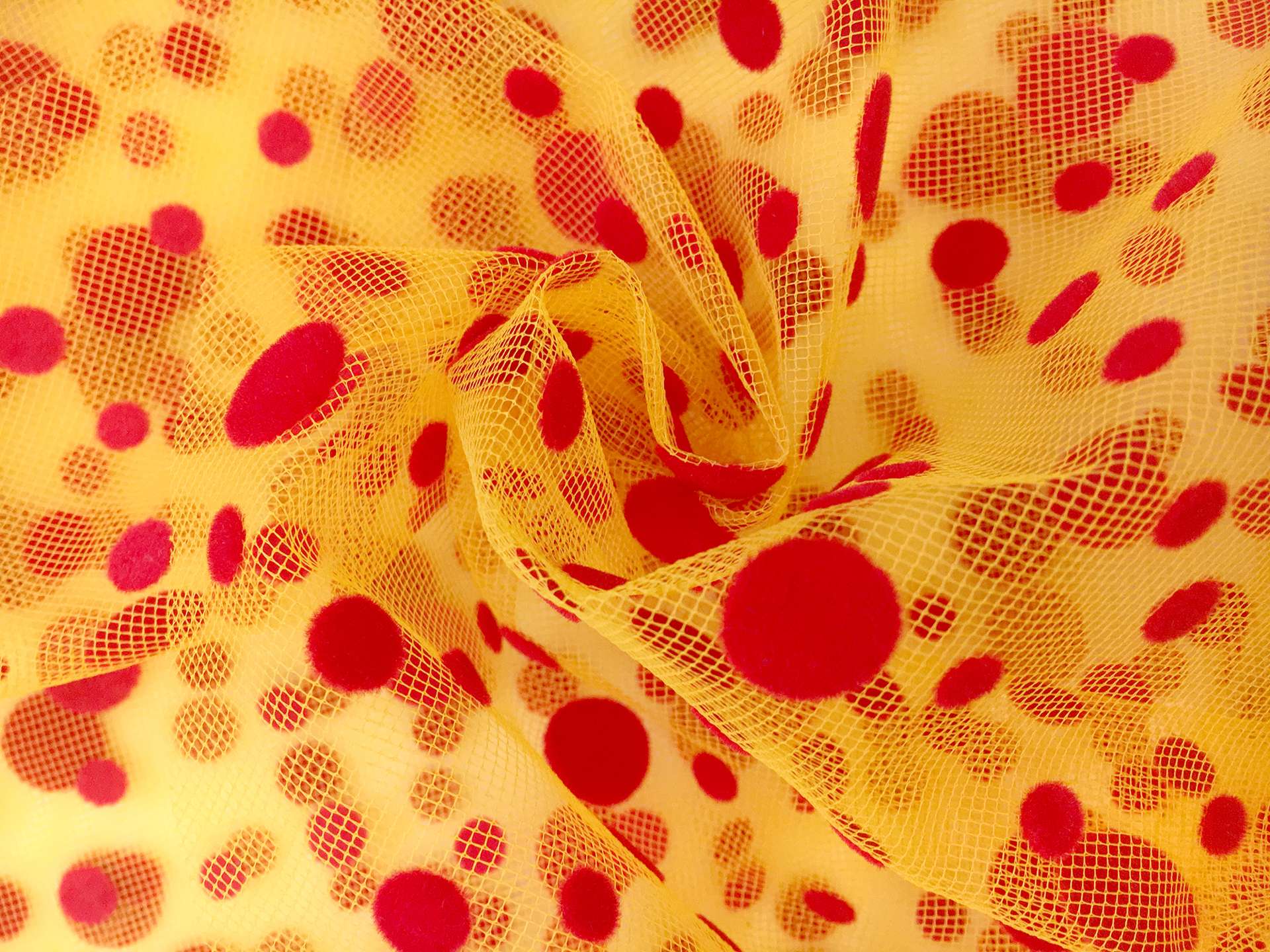 Flocked Polka Dots on Tulle 