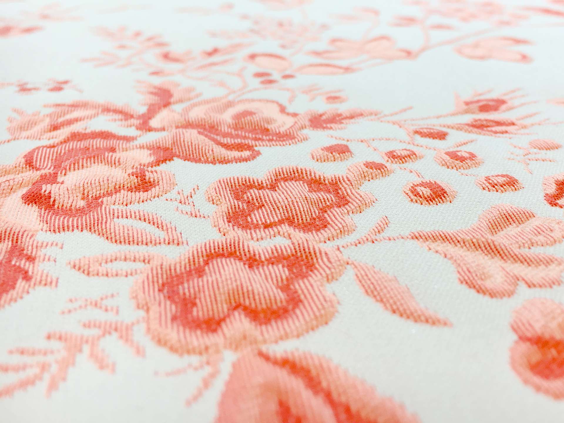 French Floral Brocade in Bright Orange
