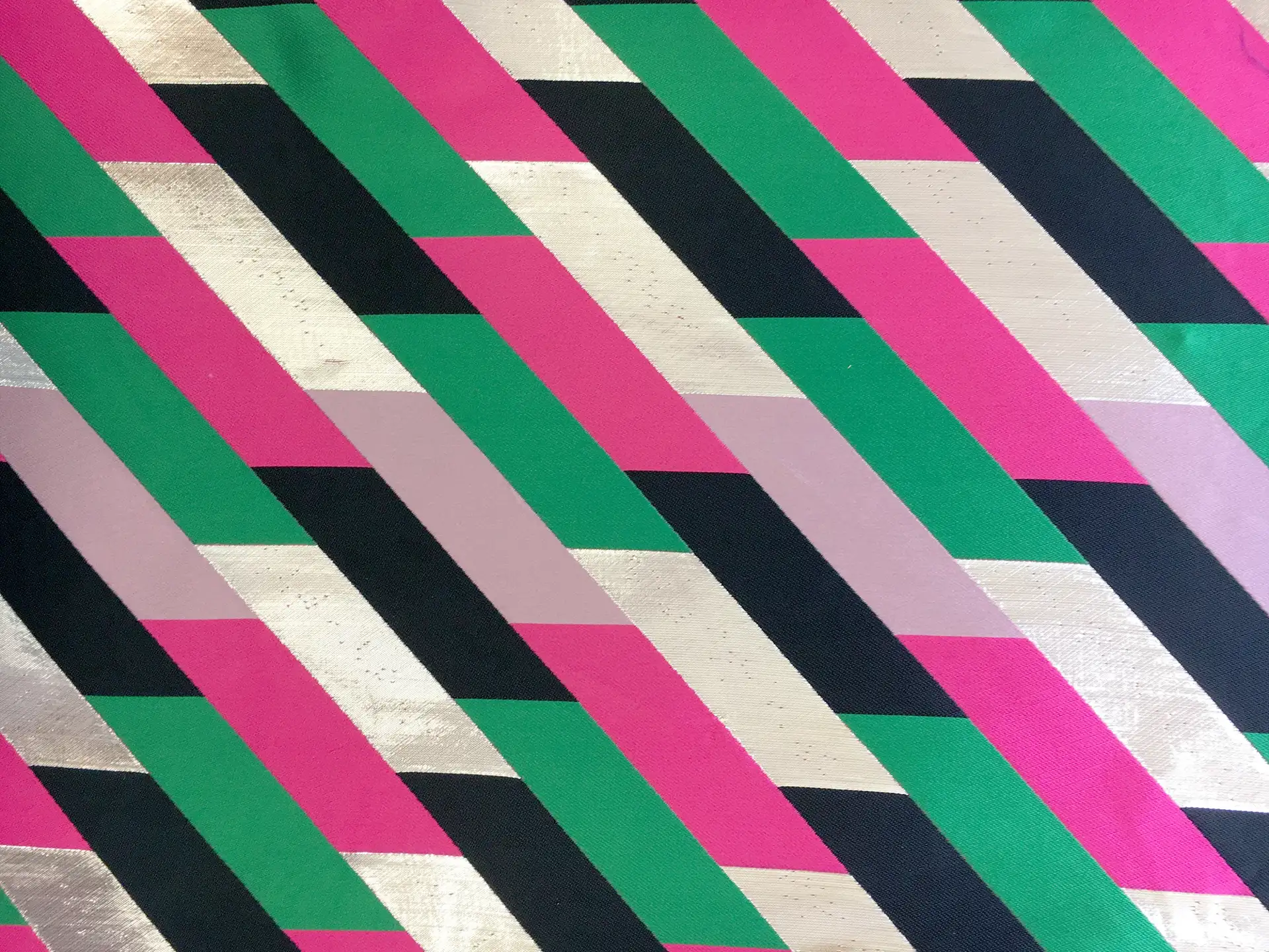 Polyester and Acetate Lurex Jacquard Brocade with Faux Chevron Pattern