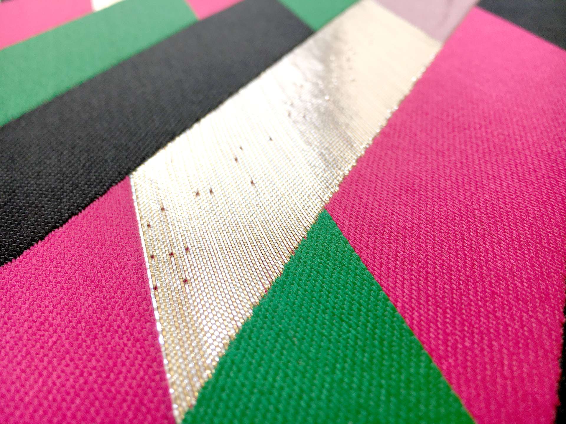 Polyester and Acetate Lurex Jacquard Brocade with Faux Chevron Pattern