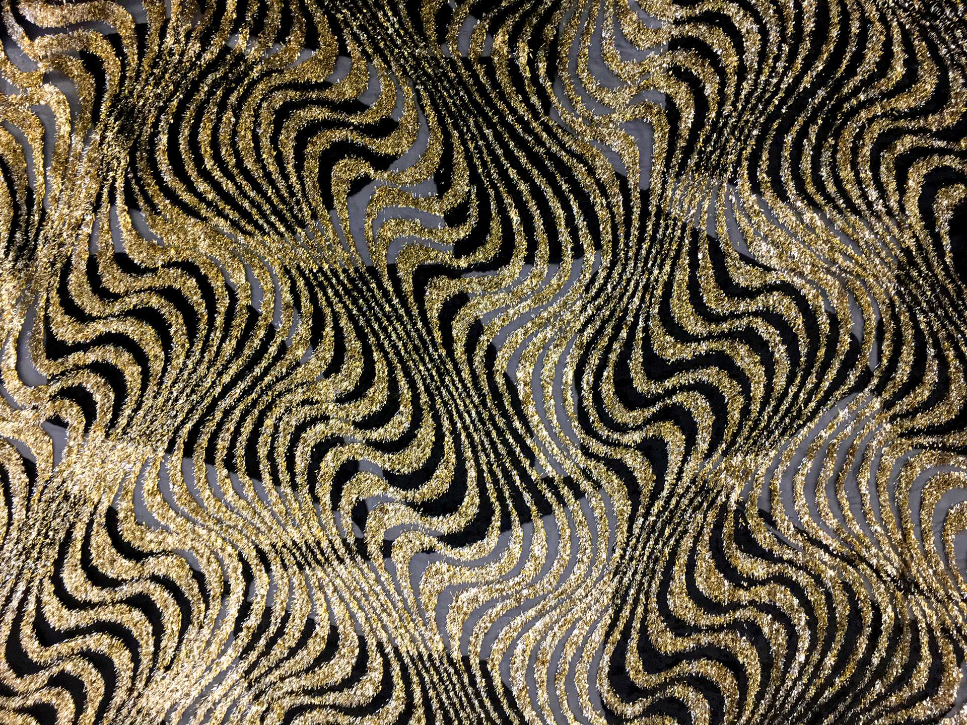 Oscar de la Renta Metallic Burn Out Velvet with Waves Pattern