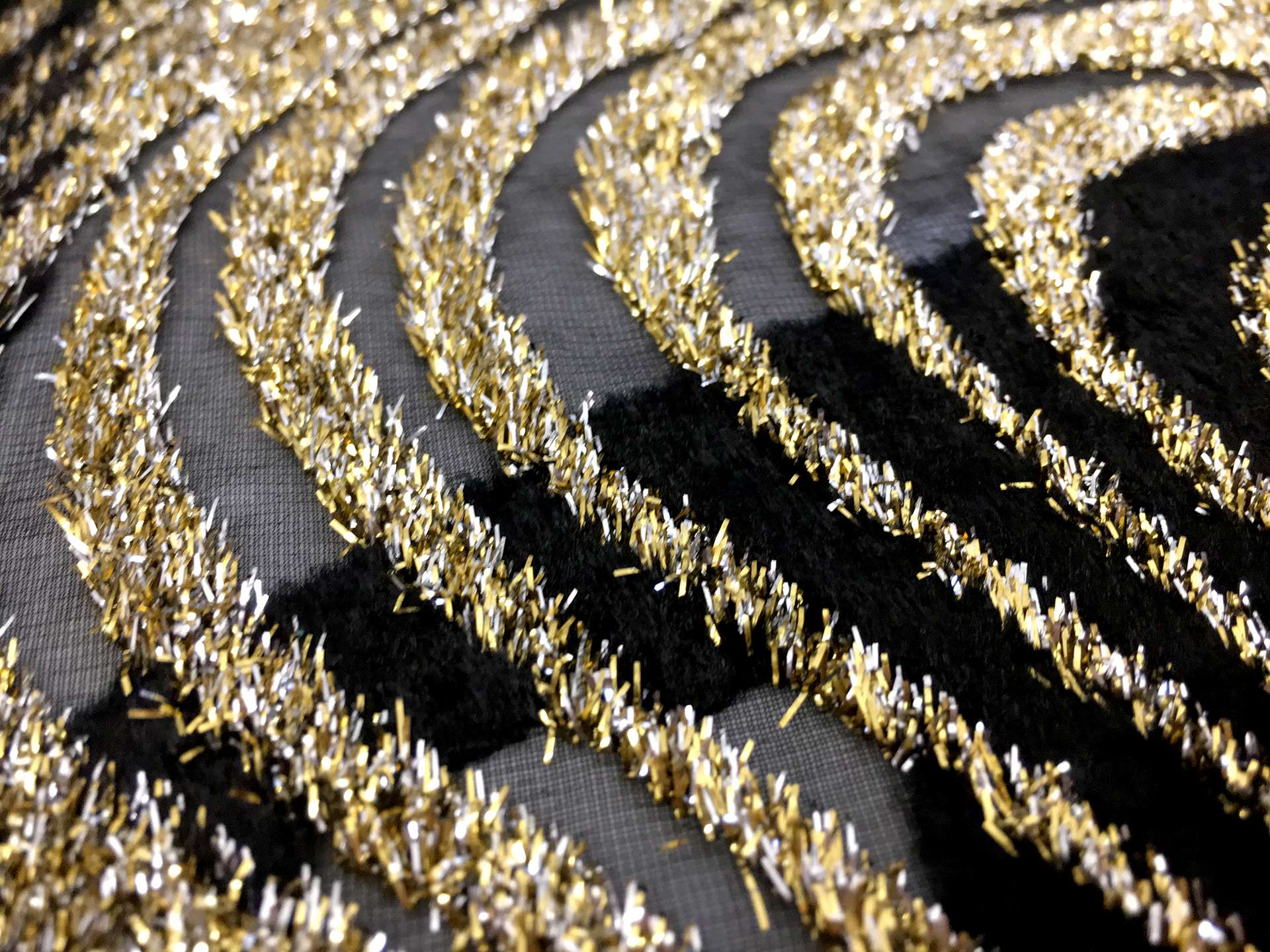 Oscar de la Renta Metallic Burn Out Velvet with Waves Pattern