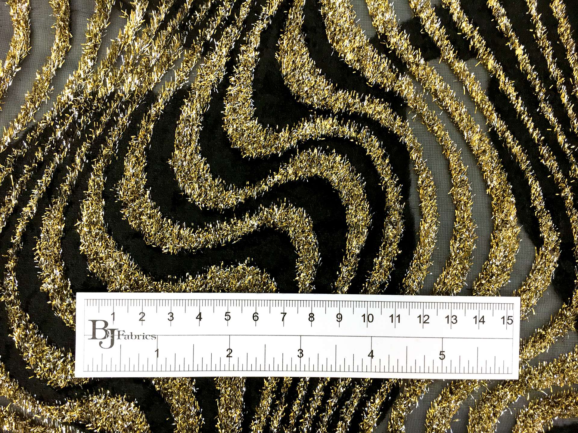Oscar de la Renta Metallic Burn Out Velvet with Waves Pattern