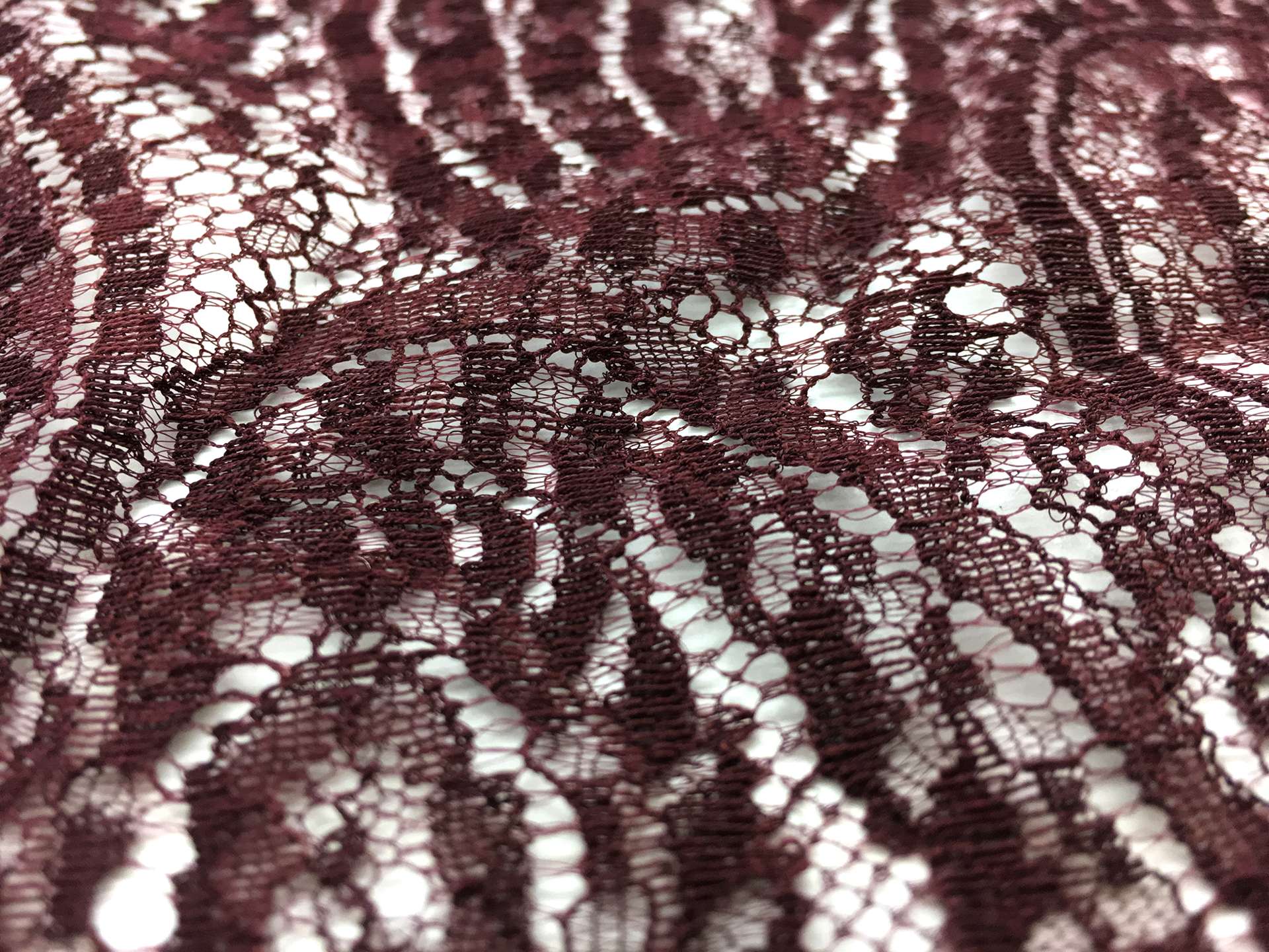 French Chantilly Lace with Paisley Patterns in Wine 