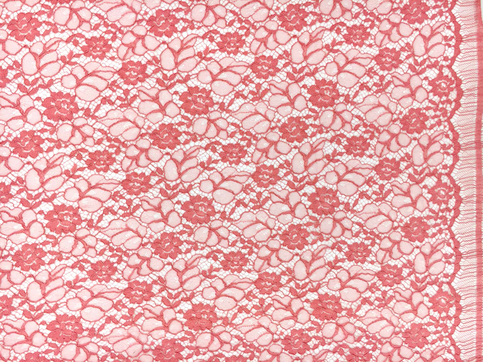 French Corded Chantilly Lace in Coral