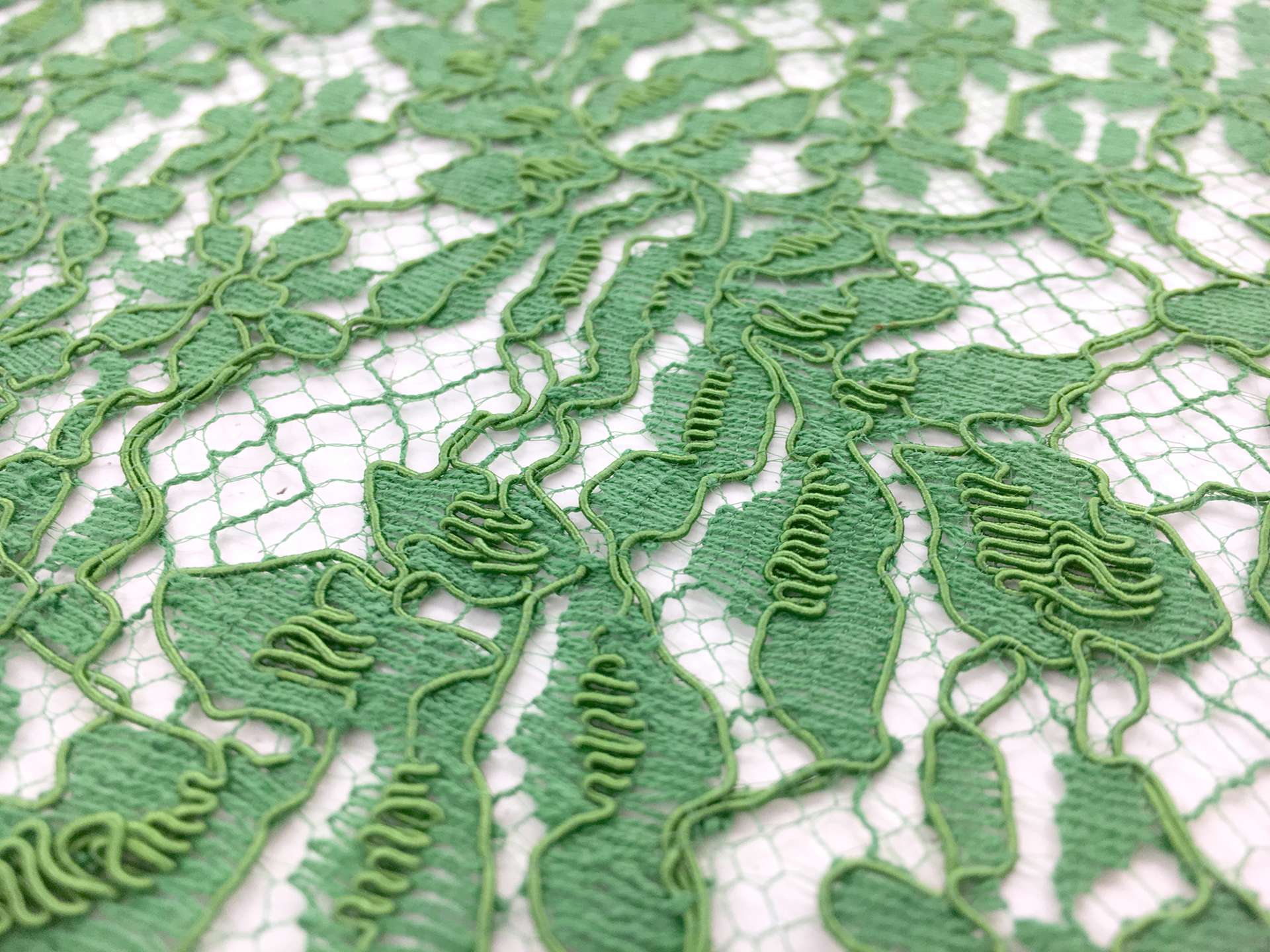 French Corded Chantilly Lace in Emerald Green