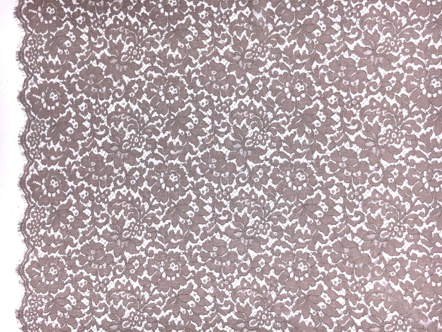 French Corded Chantilly Lace in Warm Taupe