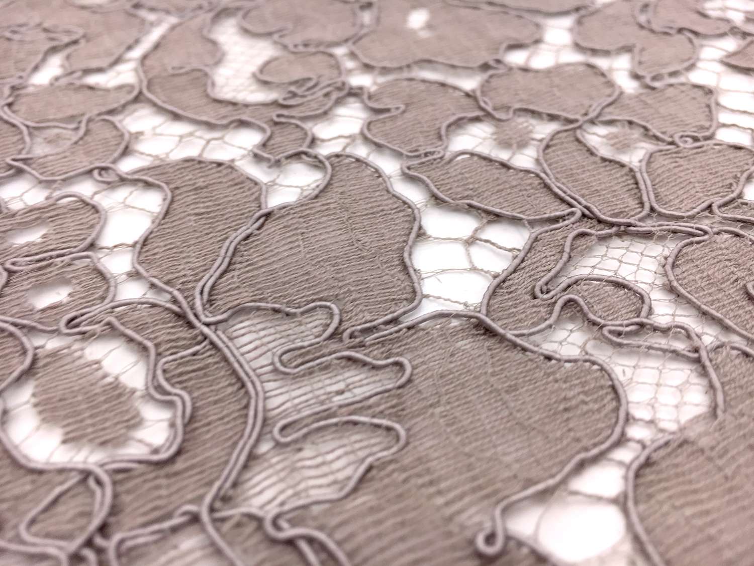 French Corded Chantilly Lace in Warm Taupe