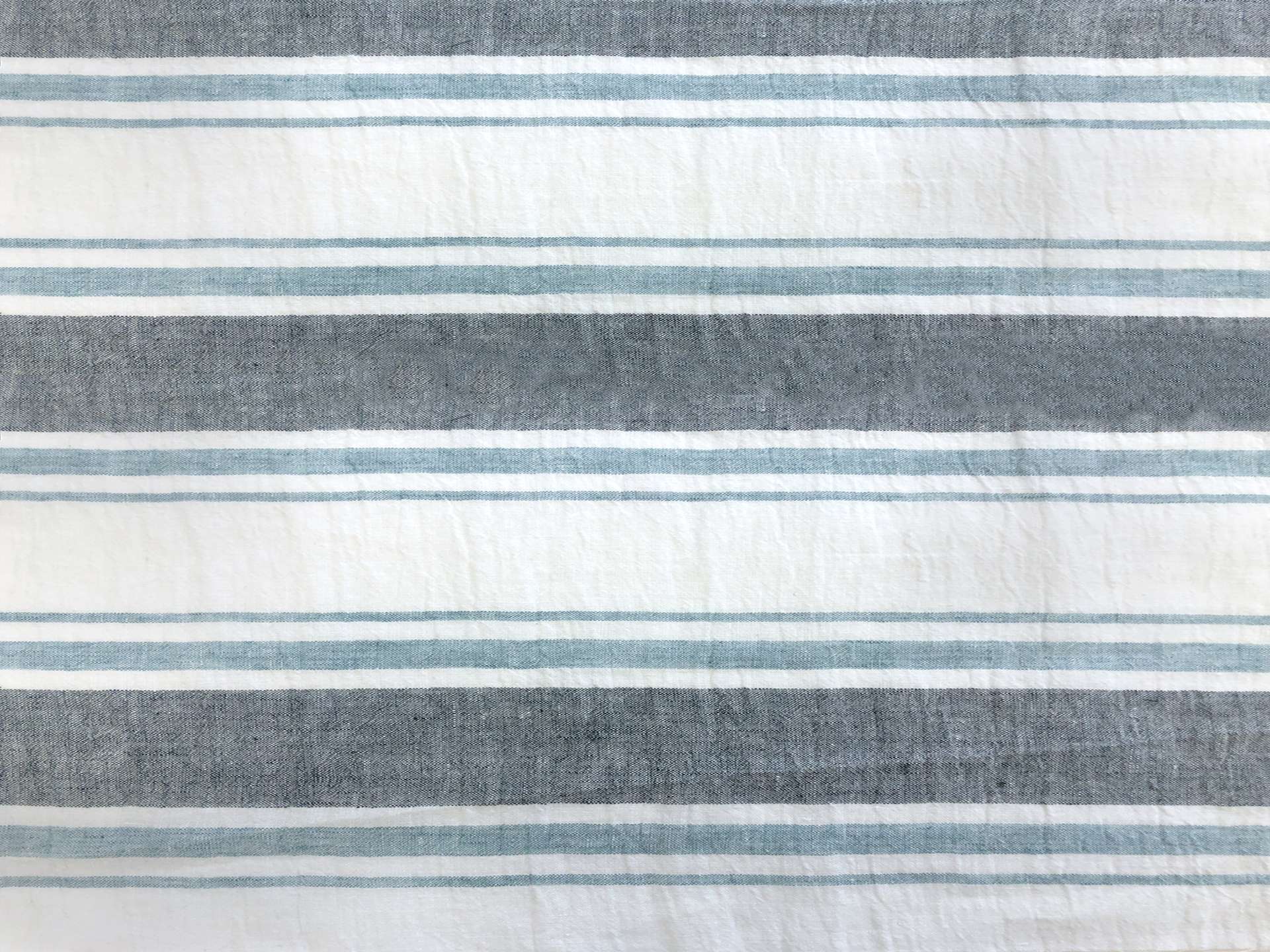 Linen Crinkled Gauze With Stripes in Blues