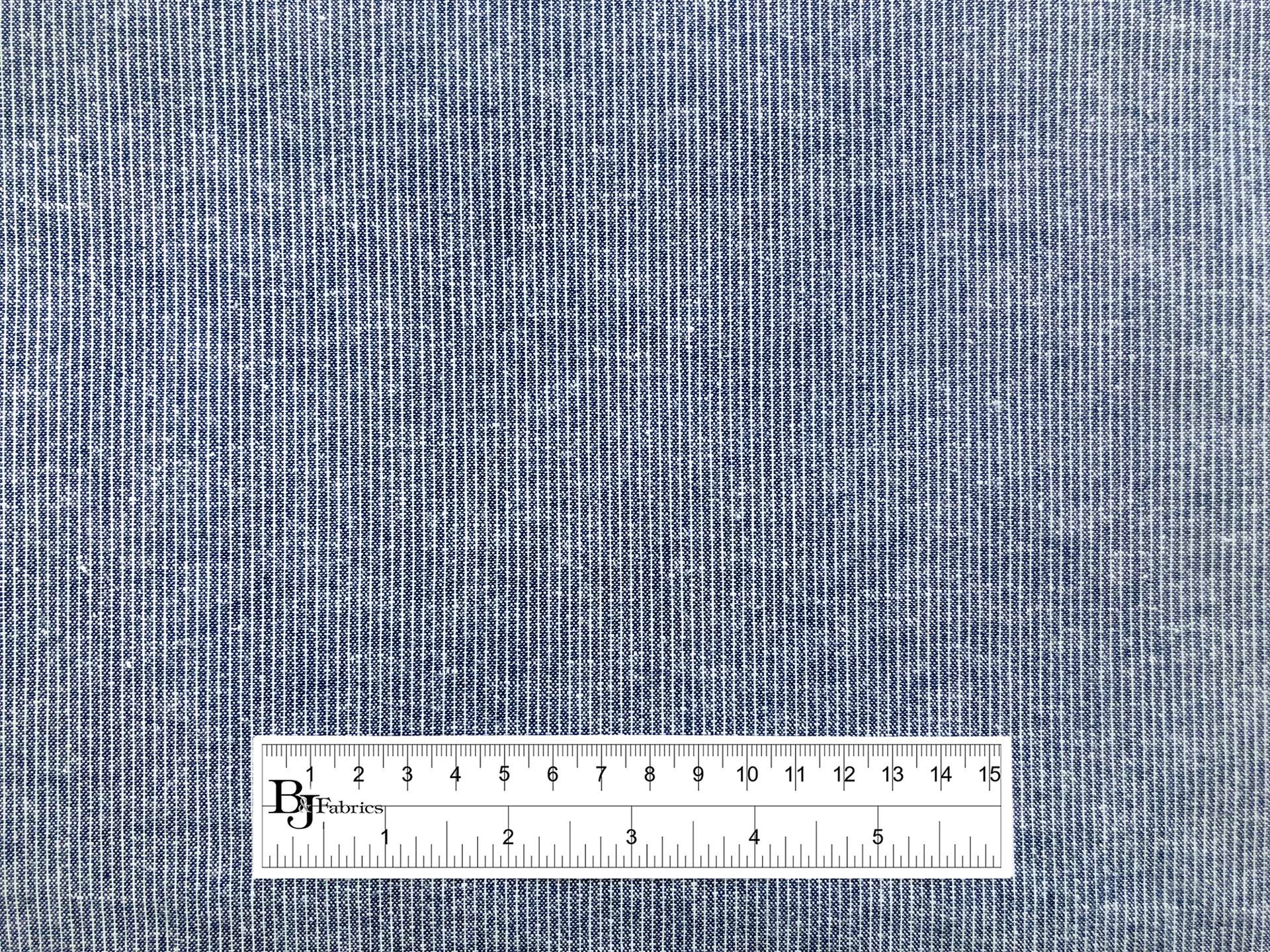 Cotton & Linen Chambray Stripe in Navy
