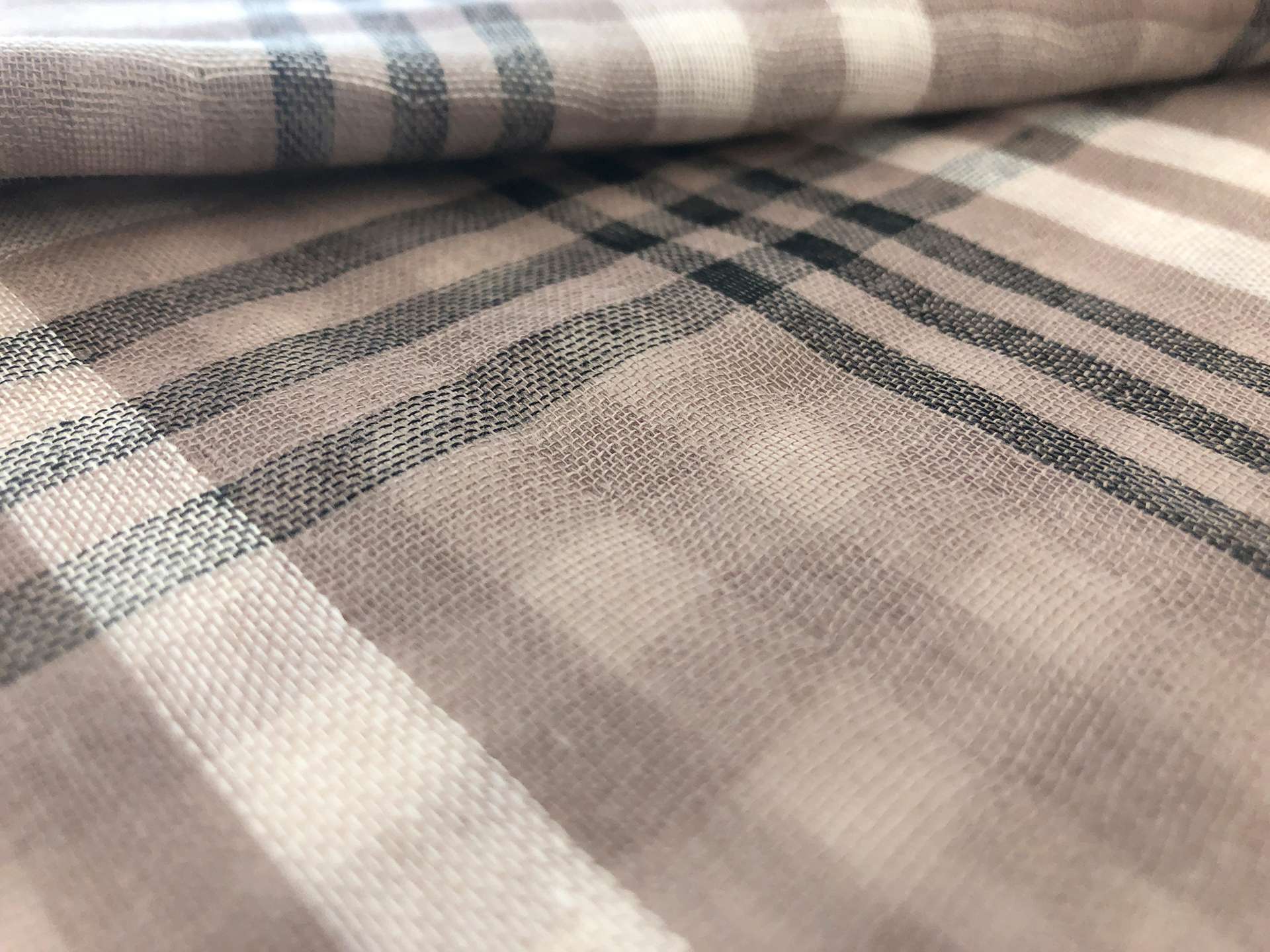 Cotton Doubleface Plaid Gauze in Warm Taupe