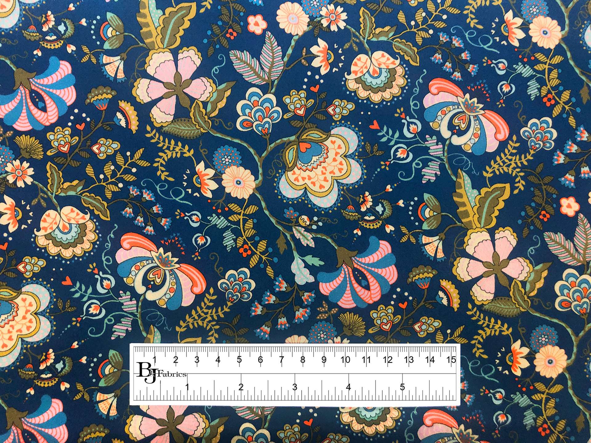 Liberty Silk Charmeuse Floral Print in Cobalt
