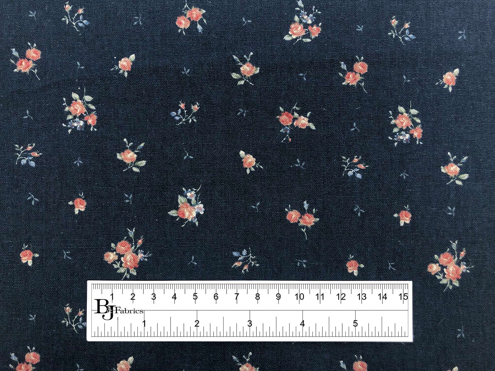Japanese Cotton Linen Petite Floral Print in Navy