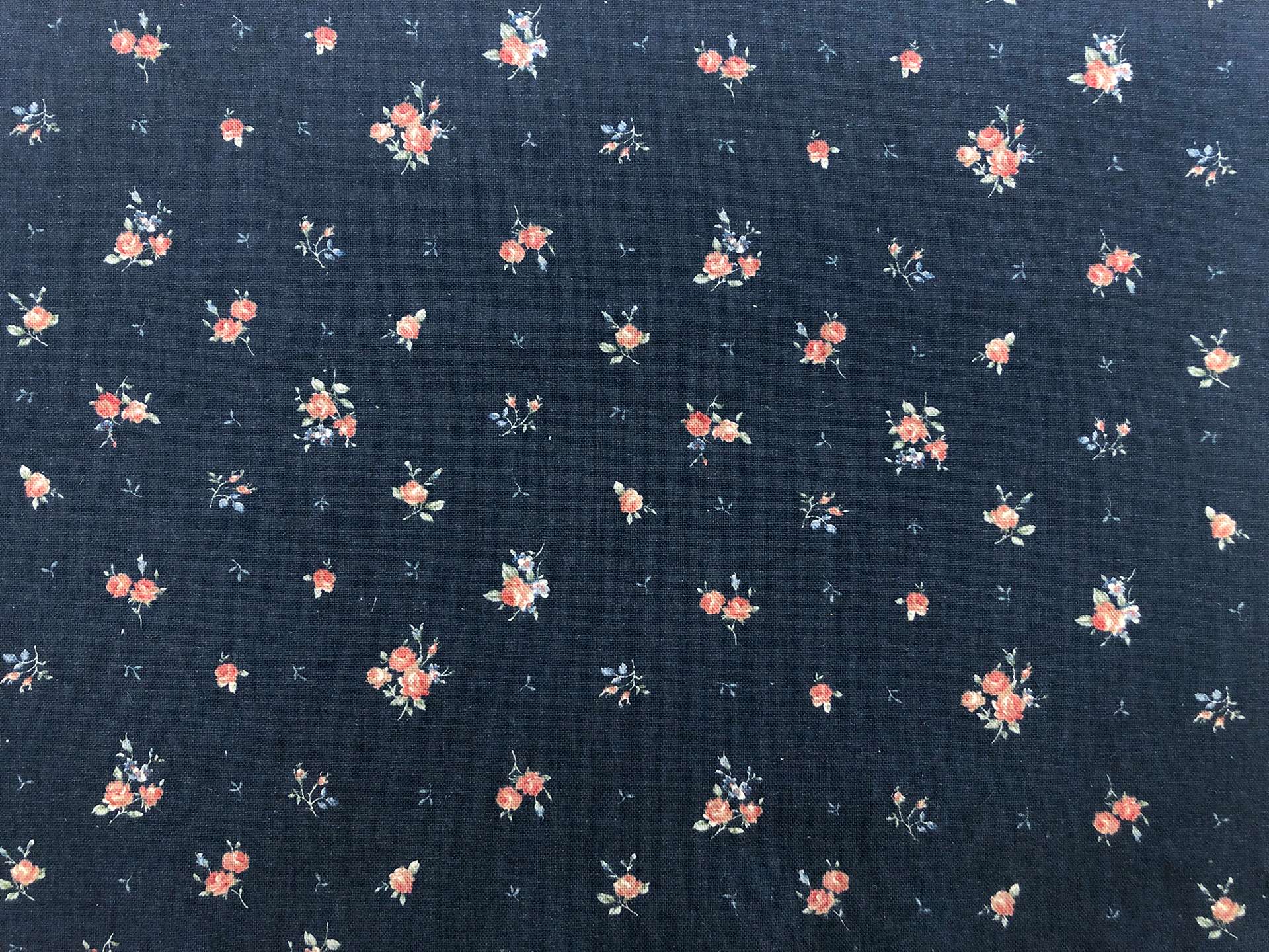 Japanese Cotton Linen Petite Floral Print in Navy