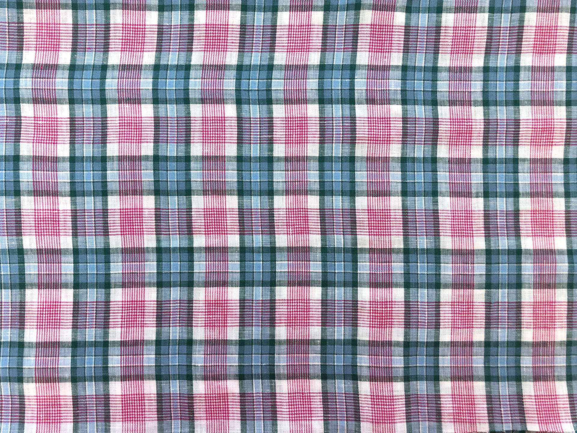 Italian Linen Plaid in Pink and Green