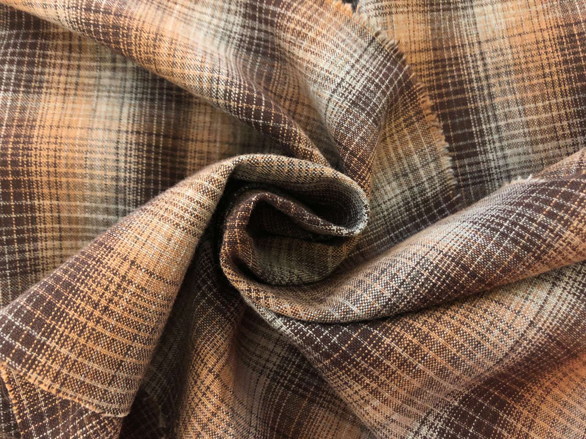 Woven Cotton Plaid in Browns