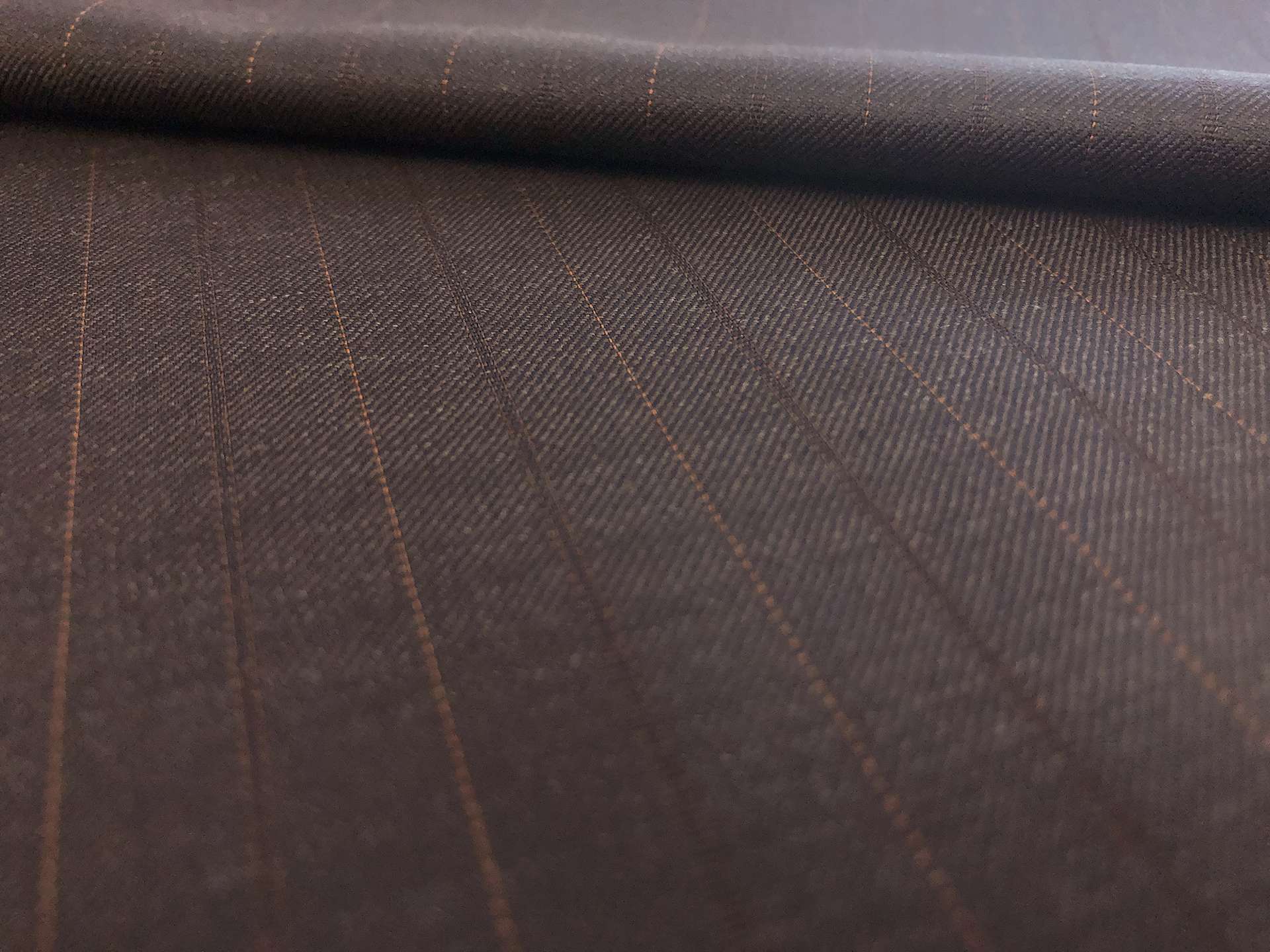 English Super 160's Striped Wool Suiting in Espresso