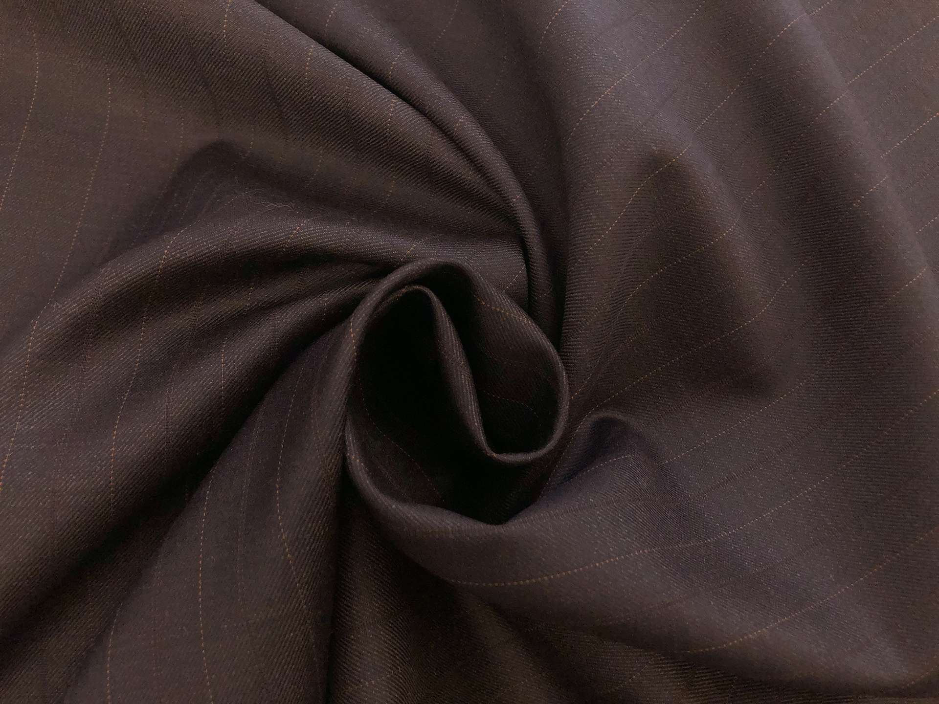 English Super 160's Striped Wool Suiting in Espresso