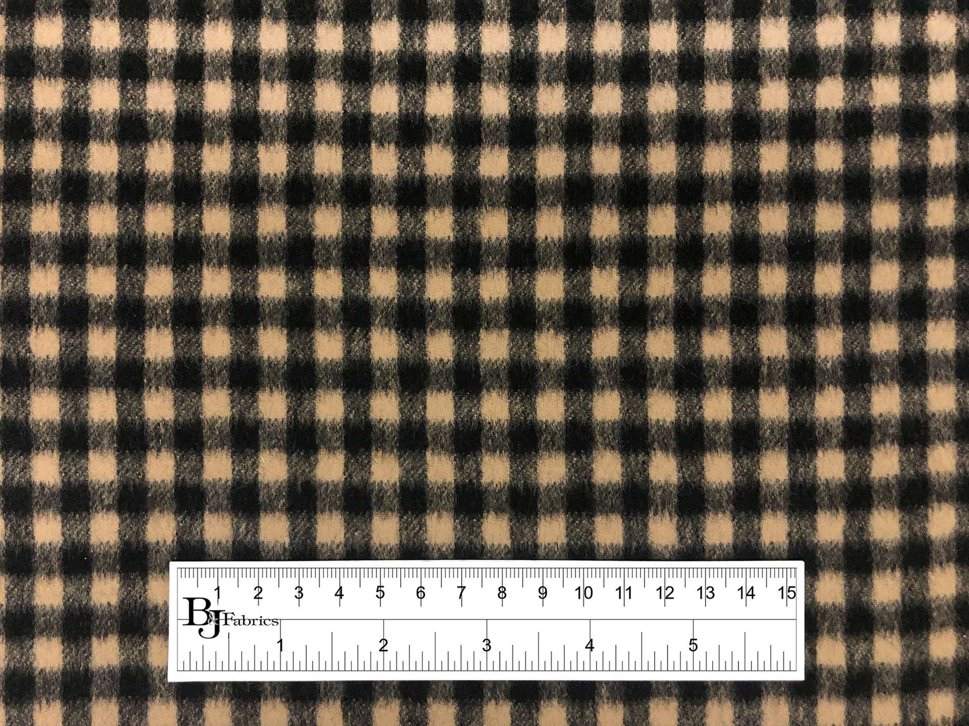 Italian Wool Check Coating in Tan