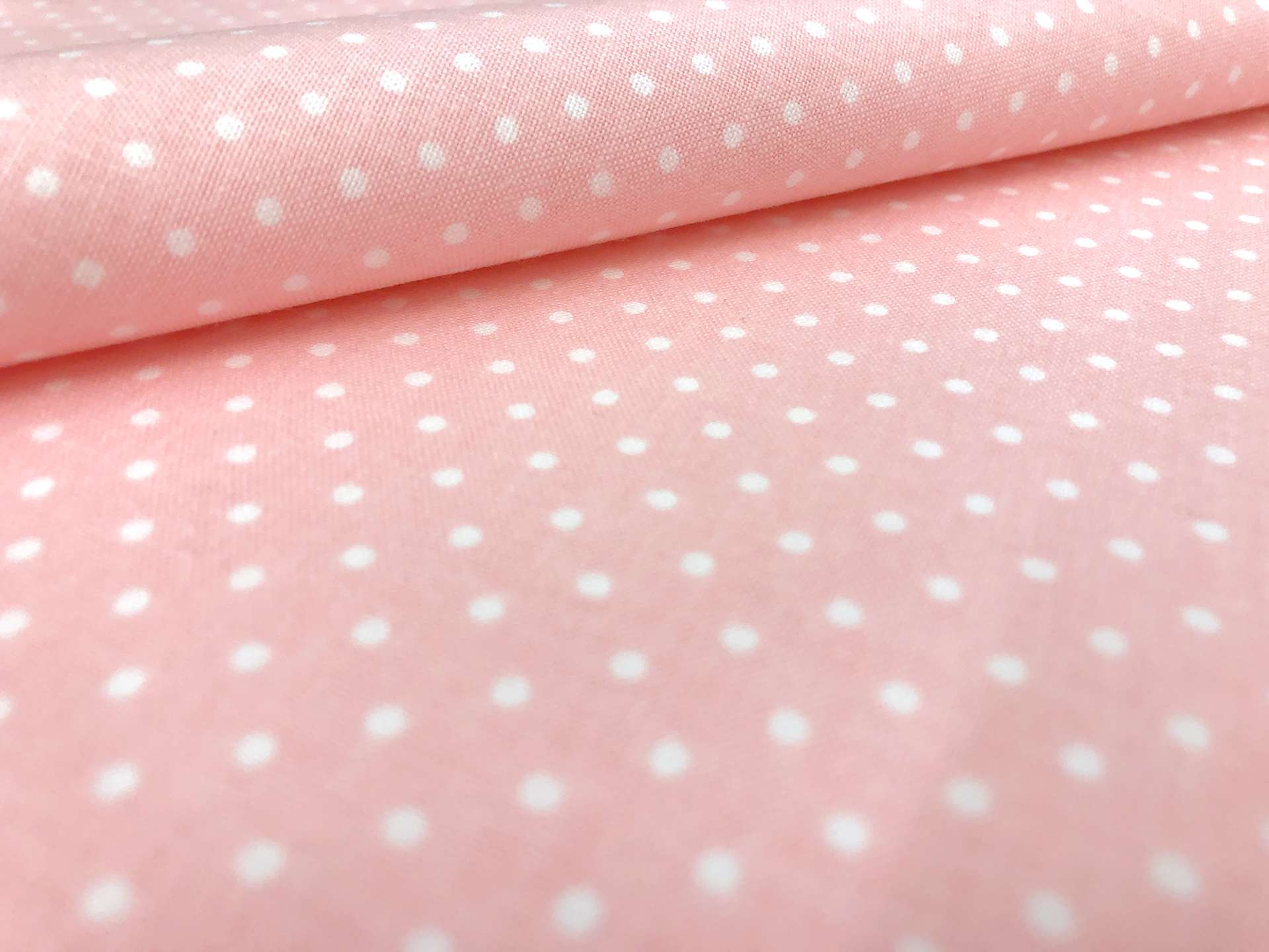 Cotton Broadcloth Polka Dots Print in Baby Pink