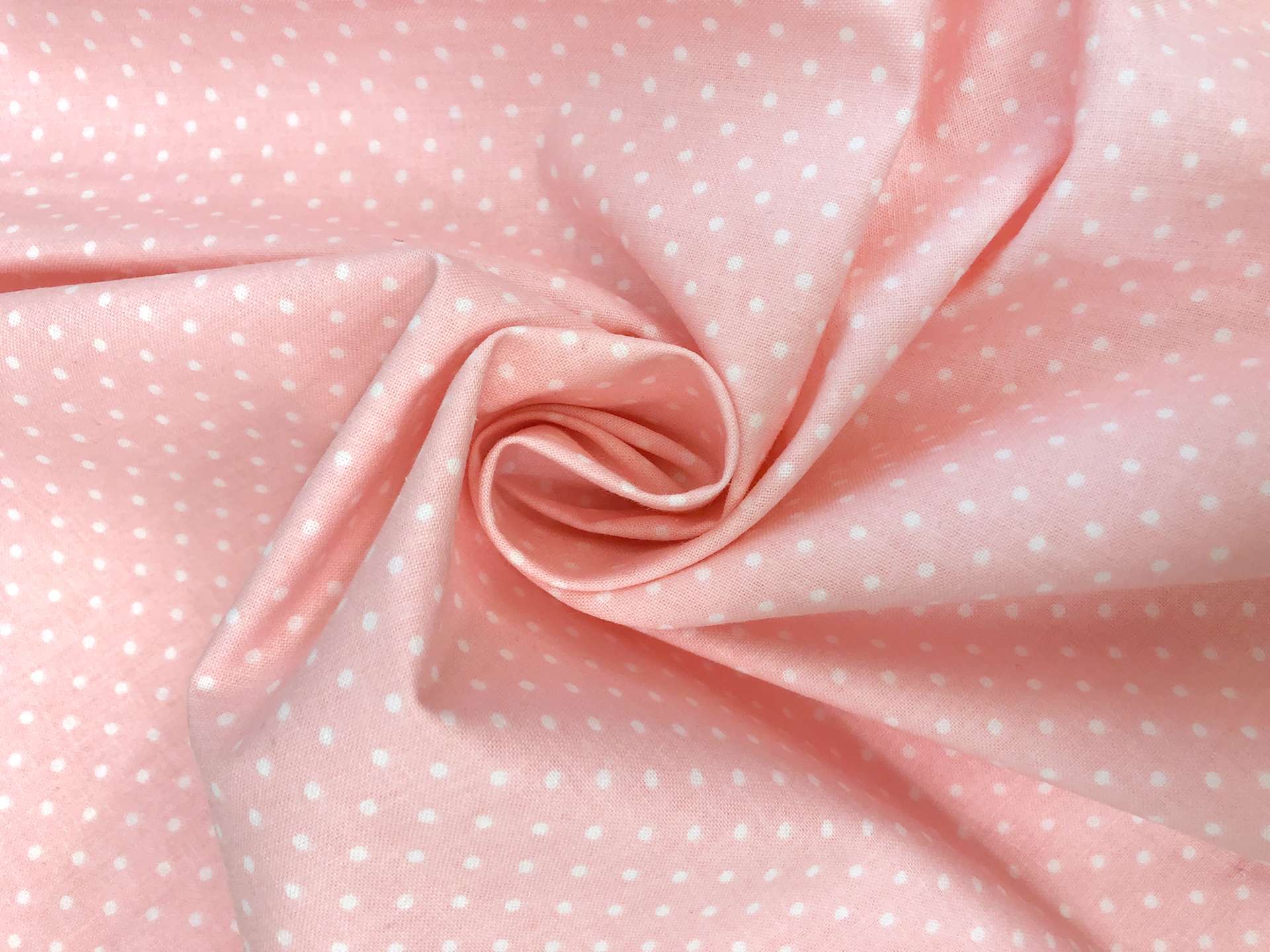 Cotton Broadcloth Polka Dots Print in Baby Pink