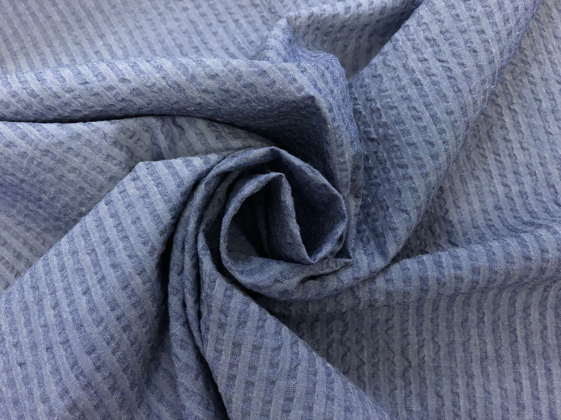 Cotton Seersucker in Denim