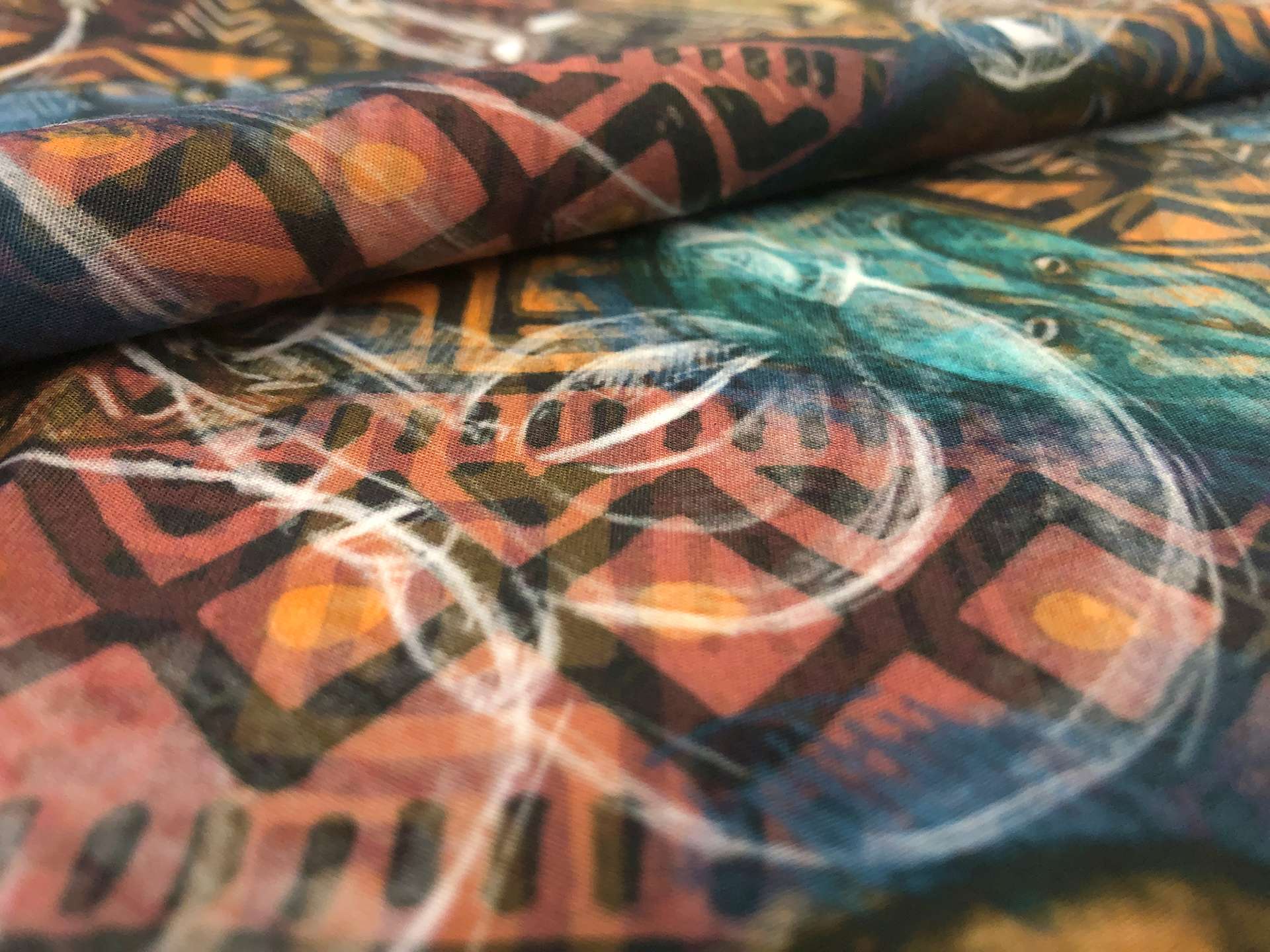 Cotton Broadcloth Tribal Masks Print