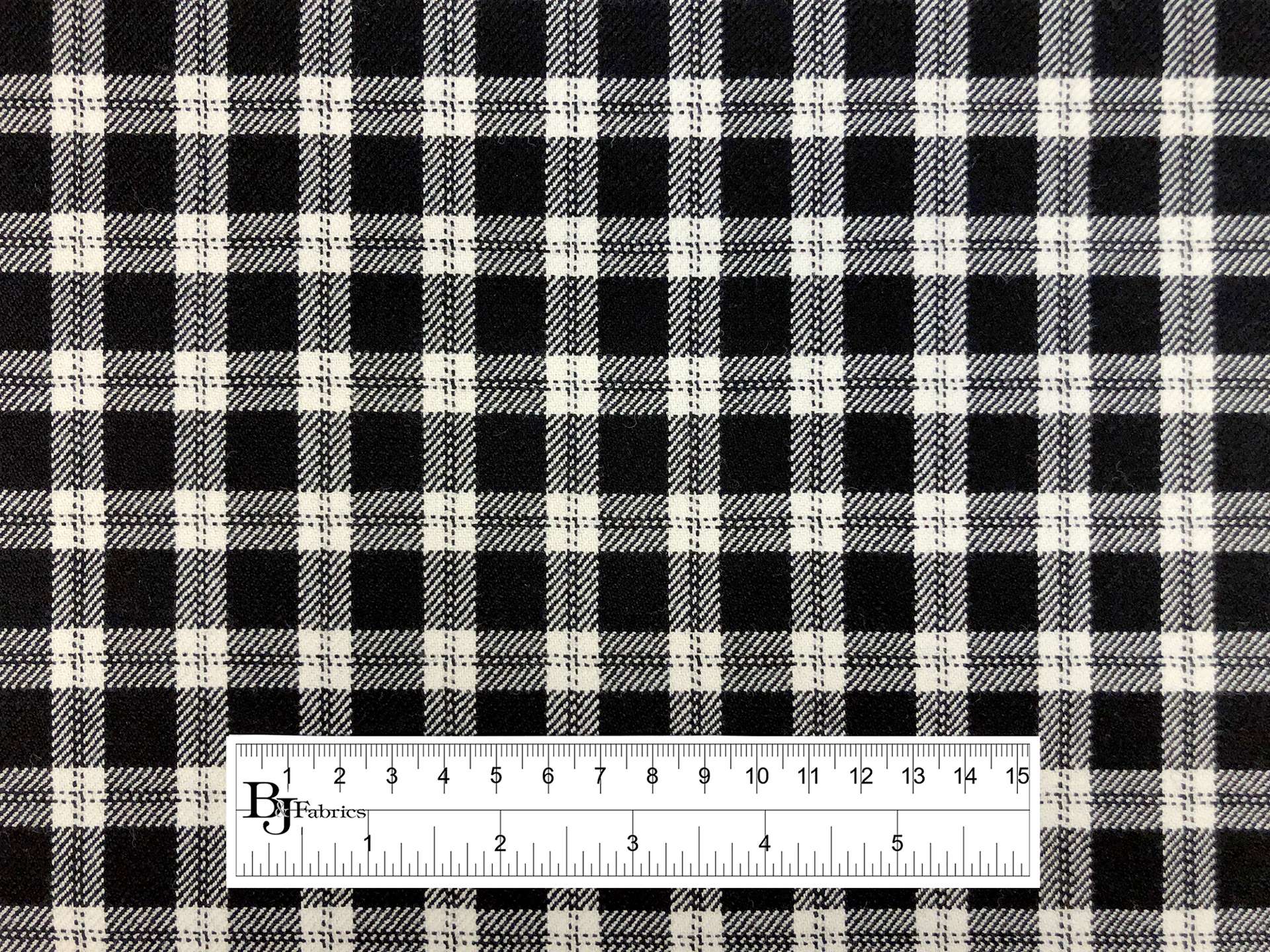Italian Wool Plaid Suiting in Black and White