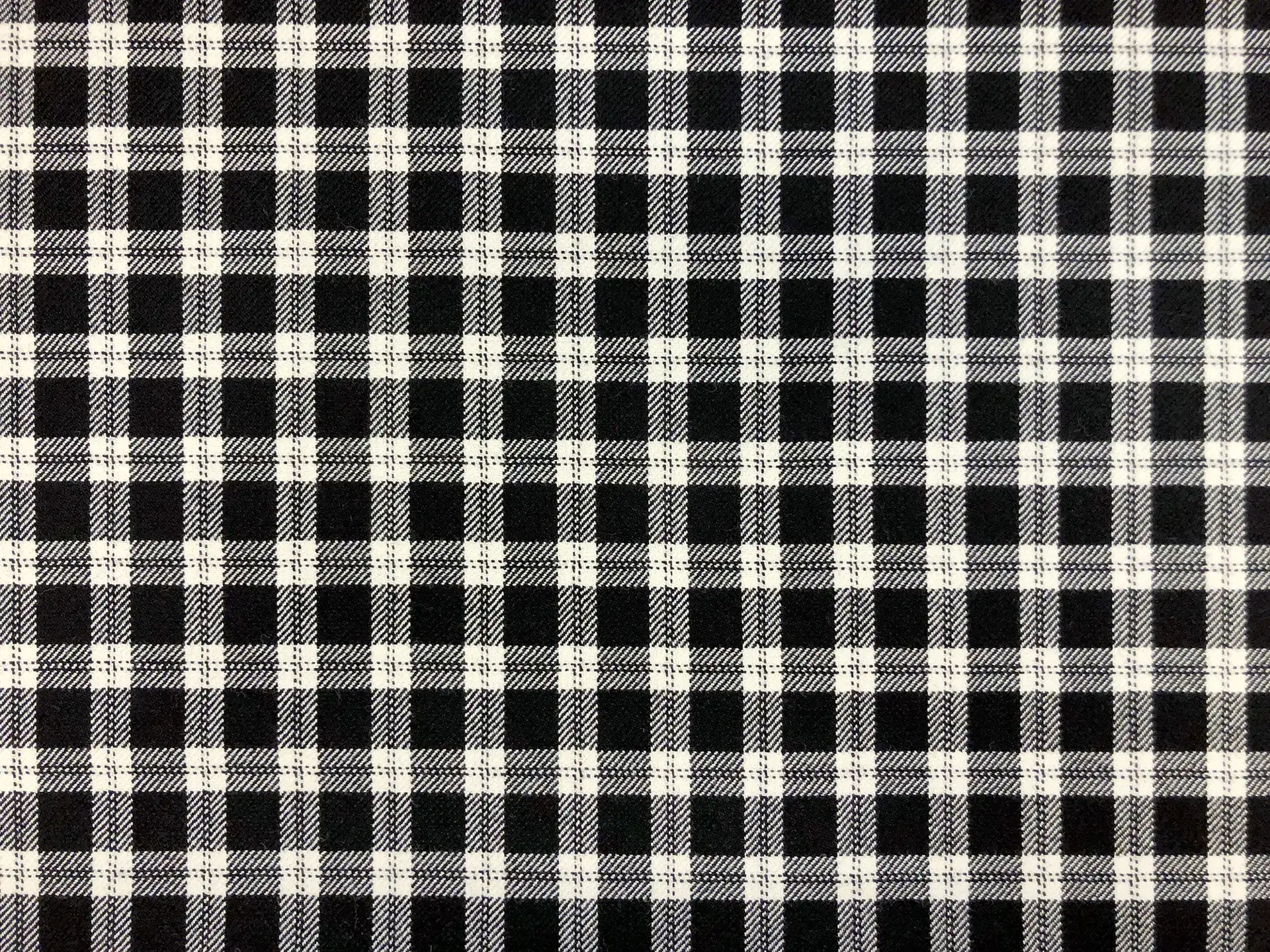 Italian Wool Plaid Suiting in Black and White