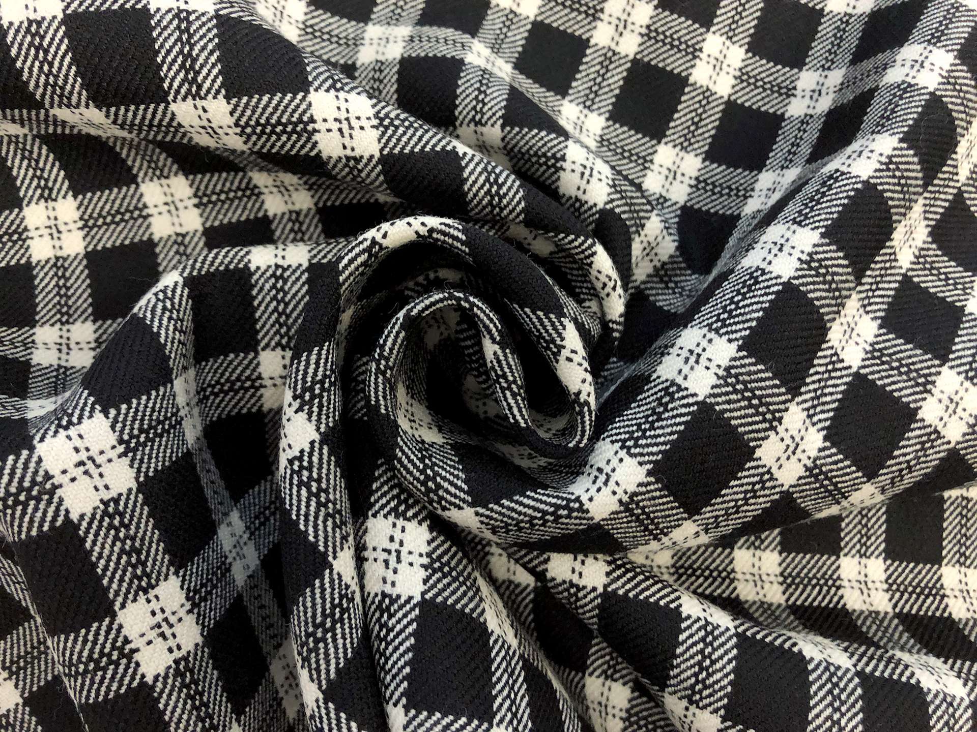 Italian Wool Plaid Suiting in Black and White