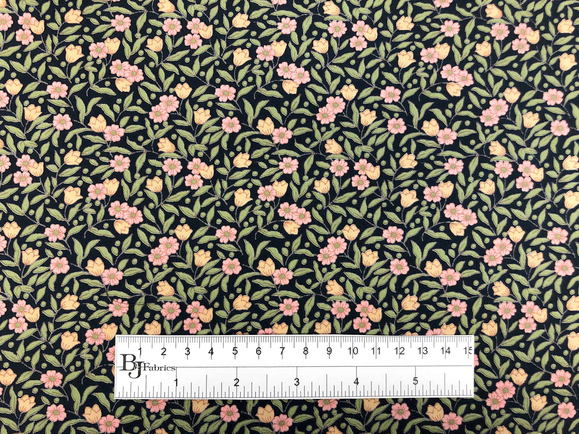 Japanese Cotton Broadcloth Petite Florals Print in Navy Pink Yellow Green