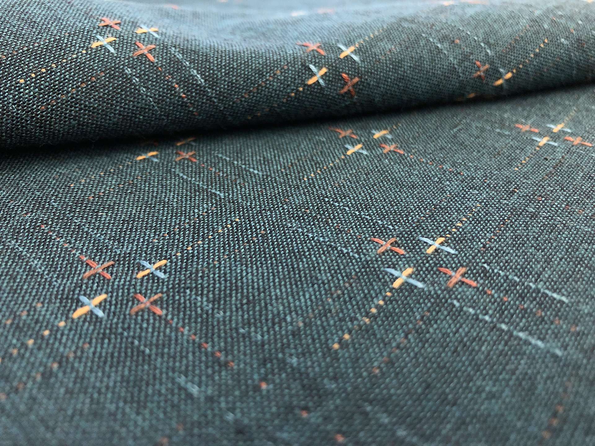 Cotton Woven Novelty in Dark Teal