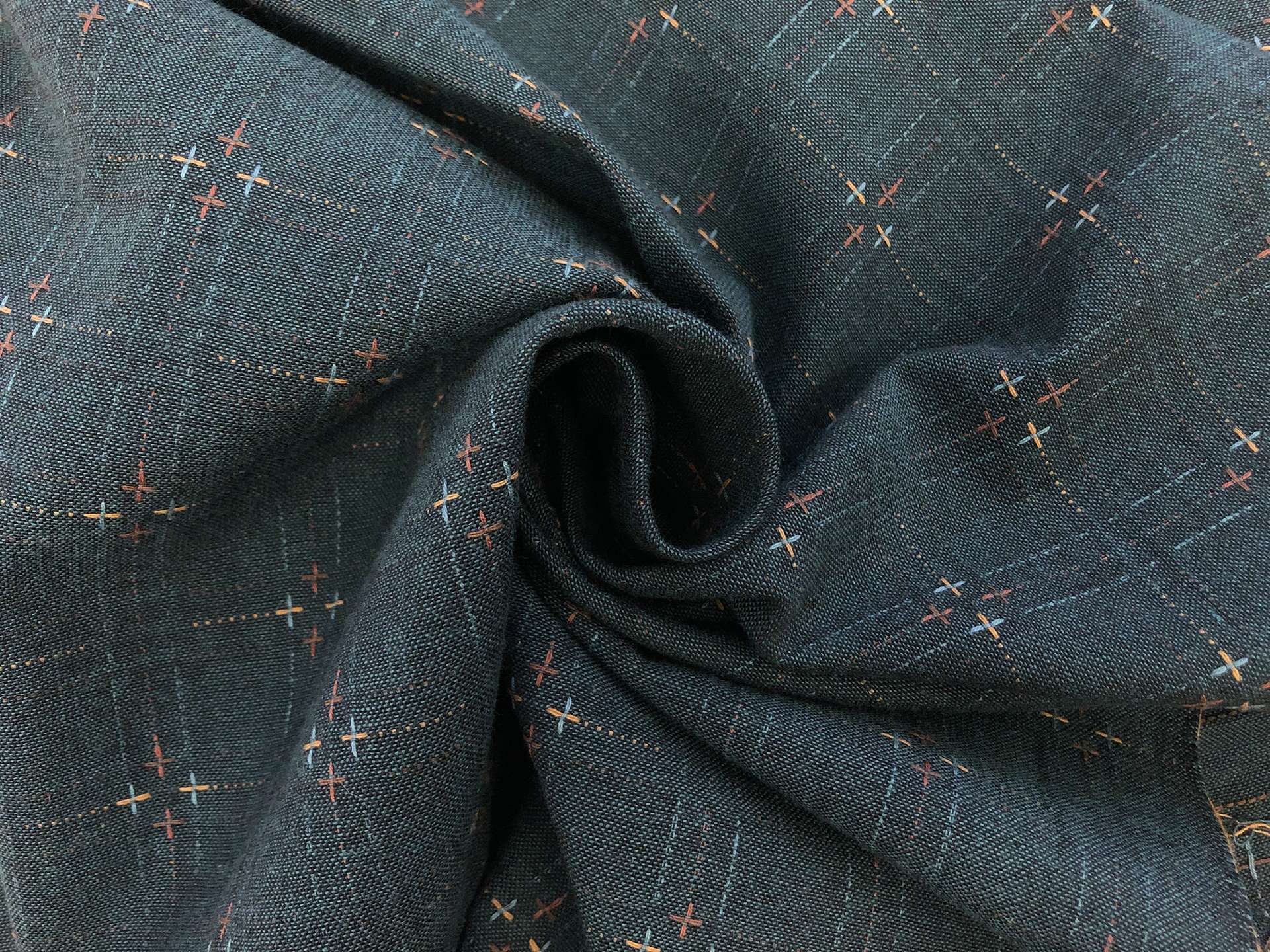 Cotton Woven Novelty in Dark Teal