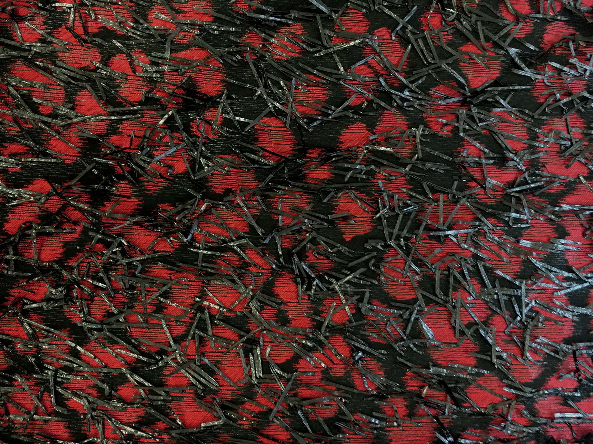 Silk Animal Print Jacquard with Raffia Eyelashes 