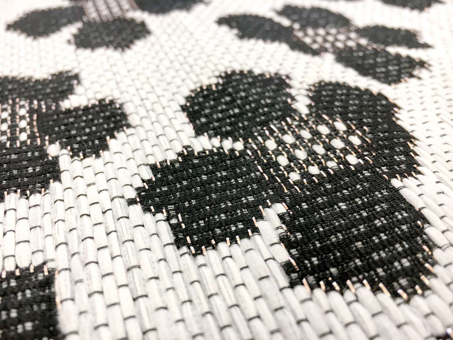 Metallic Raffia Brocade in White & Black Florals