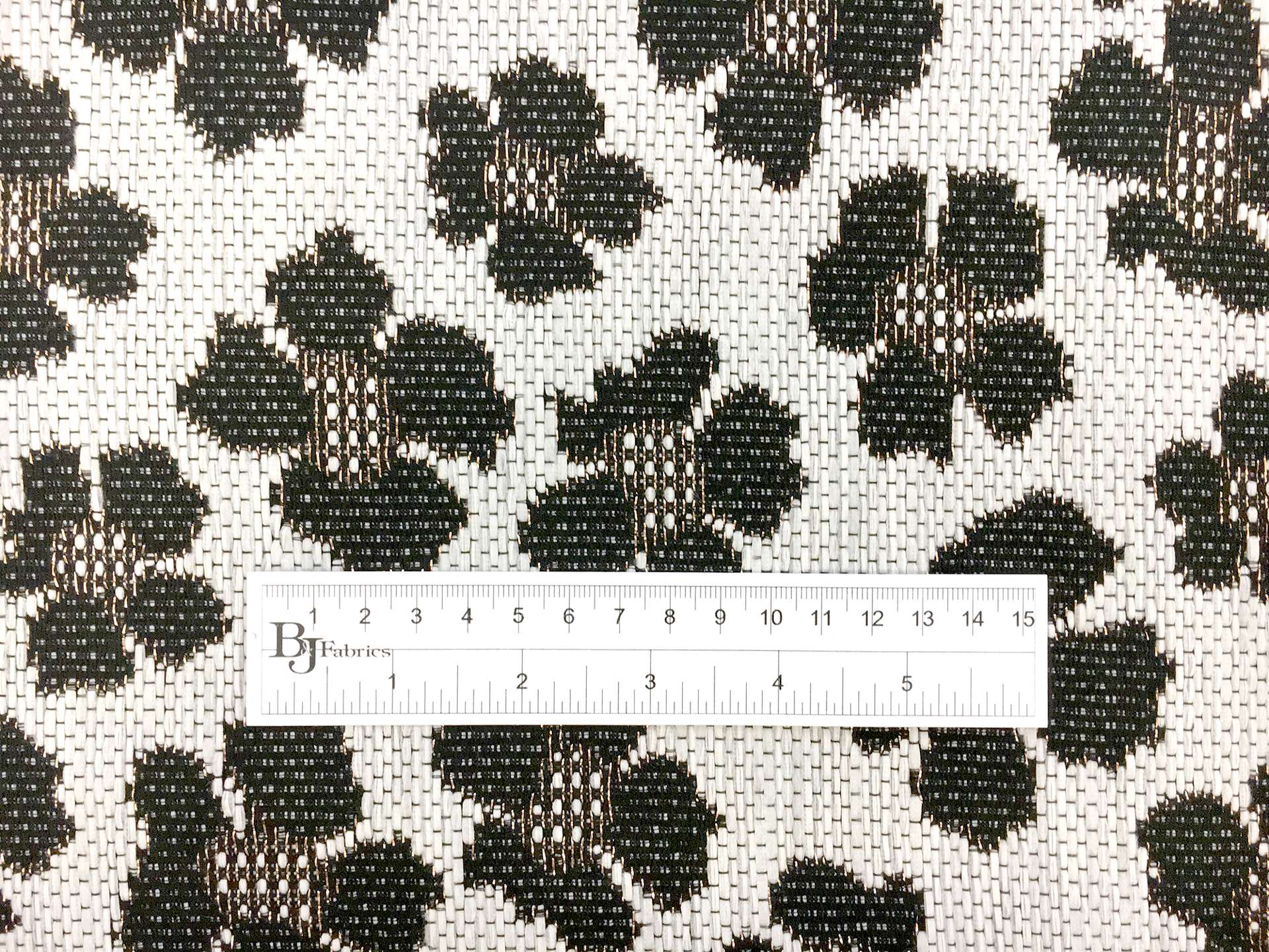 Metallic Raffia Brocade in White & Black Florals