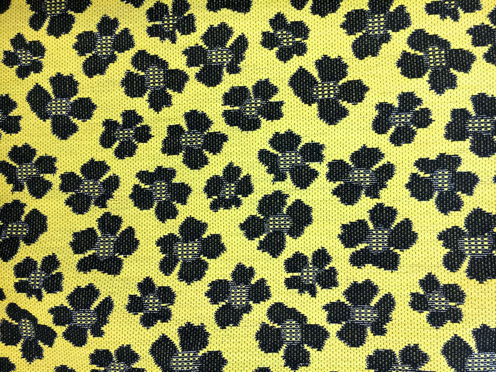 Metallic Raffia Brocade with Yellow & Black Florals