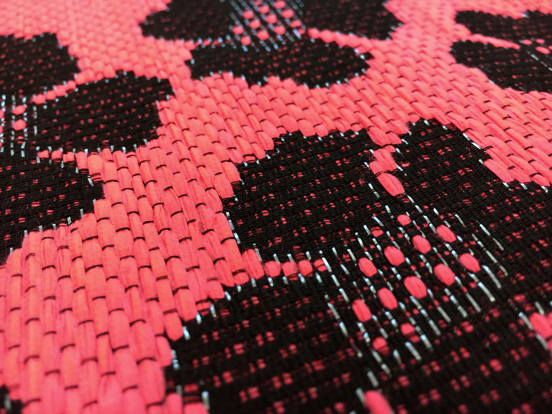 Metallic Raffia Brocade with Coral & Black Florals
