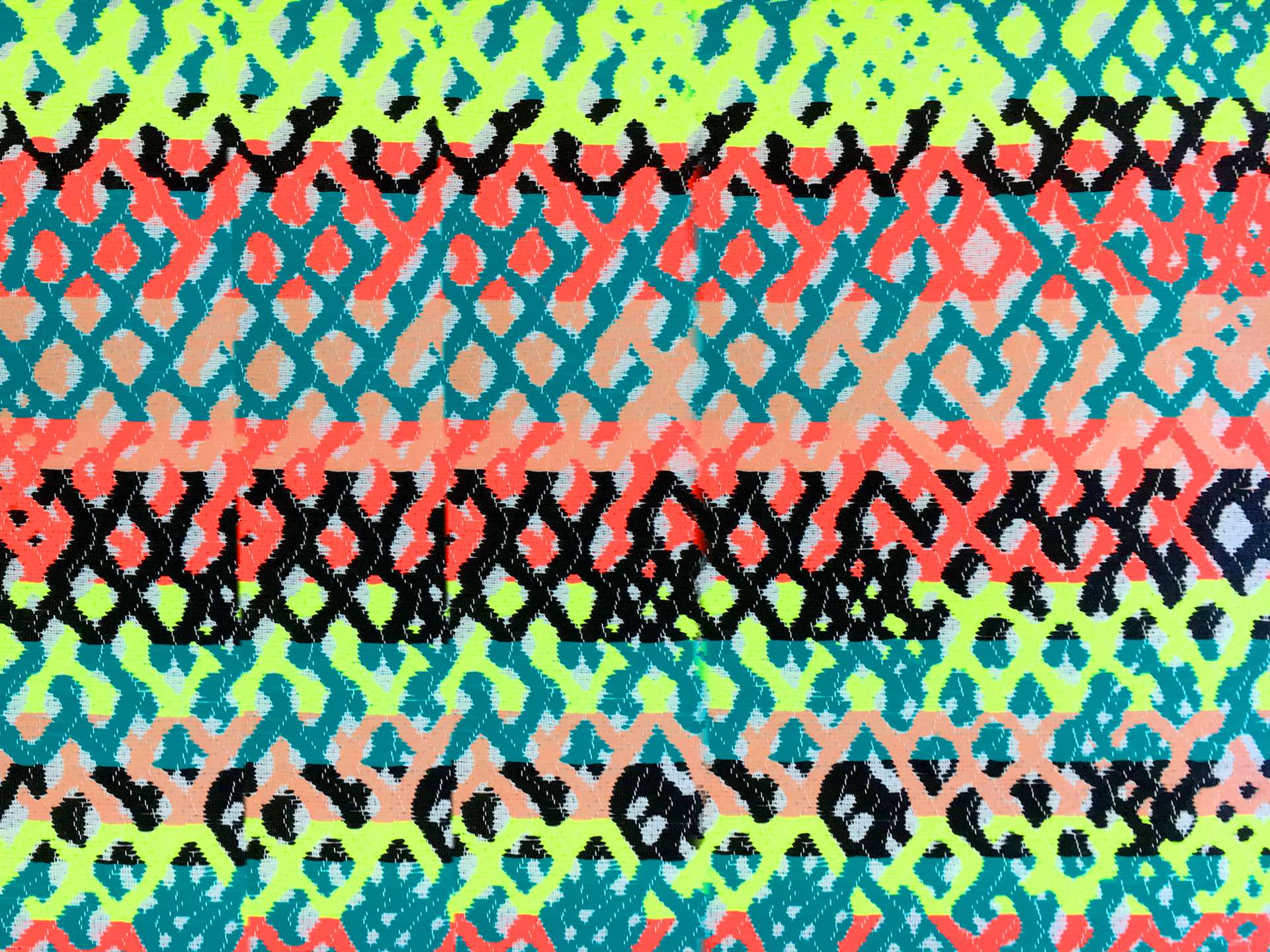 Multicolor Neon Doubleface Woven Coated Raffia Brocade
