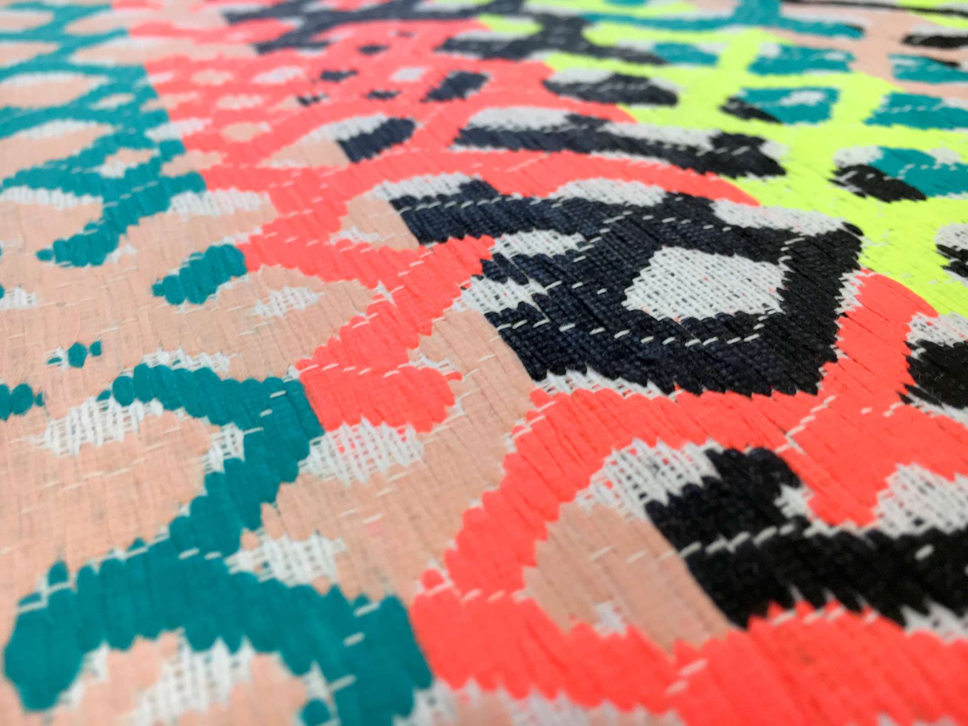 Multicolor Neon Doubleface Woven Coated Raffia Brocade