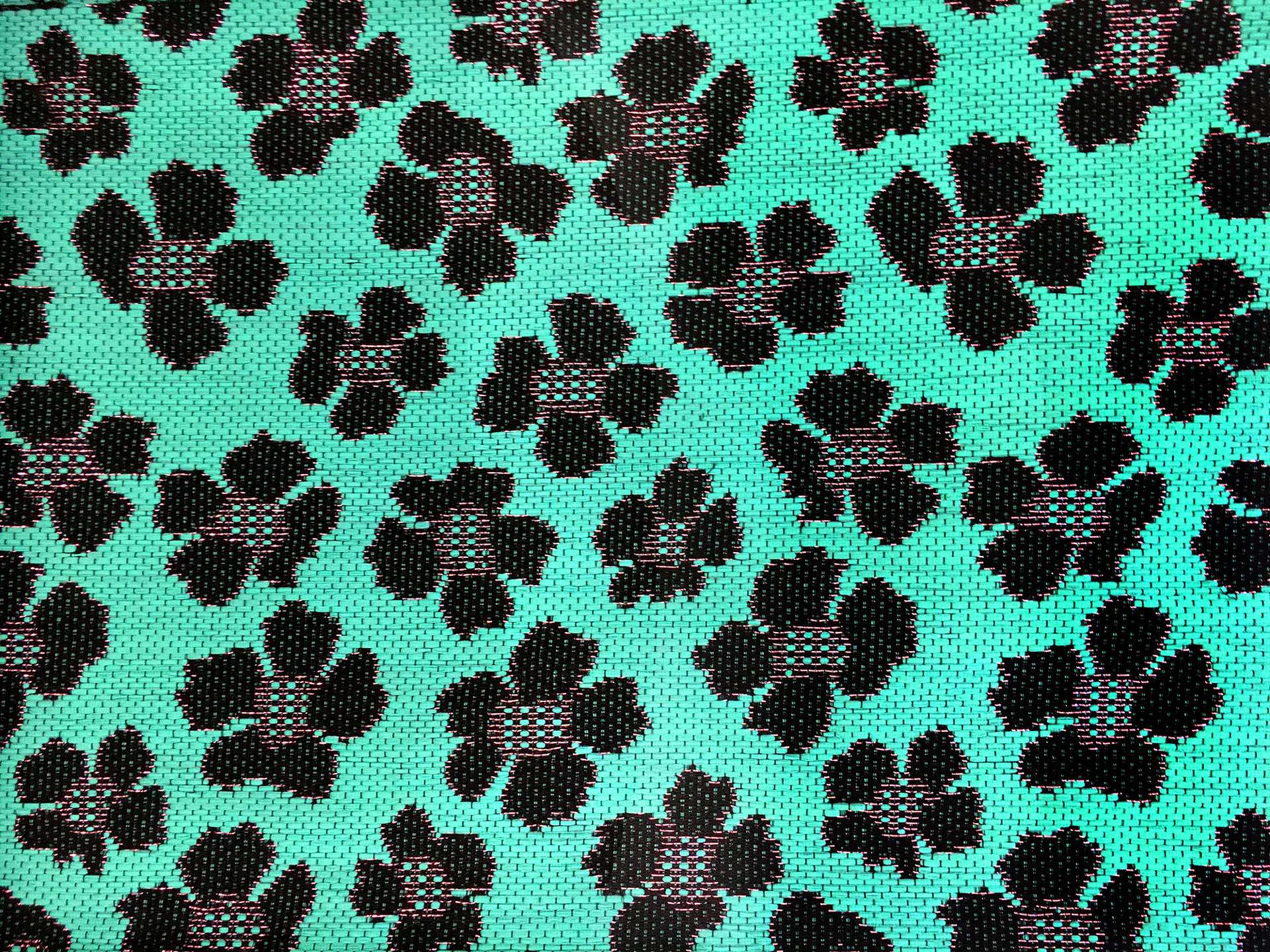Floral Metallic Raffia Brocade in Teal