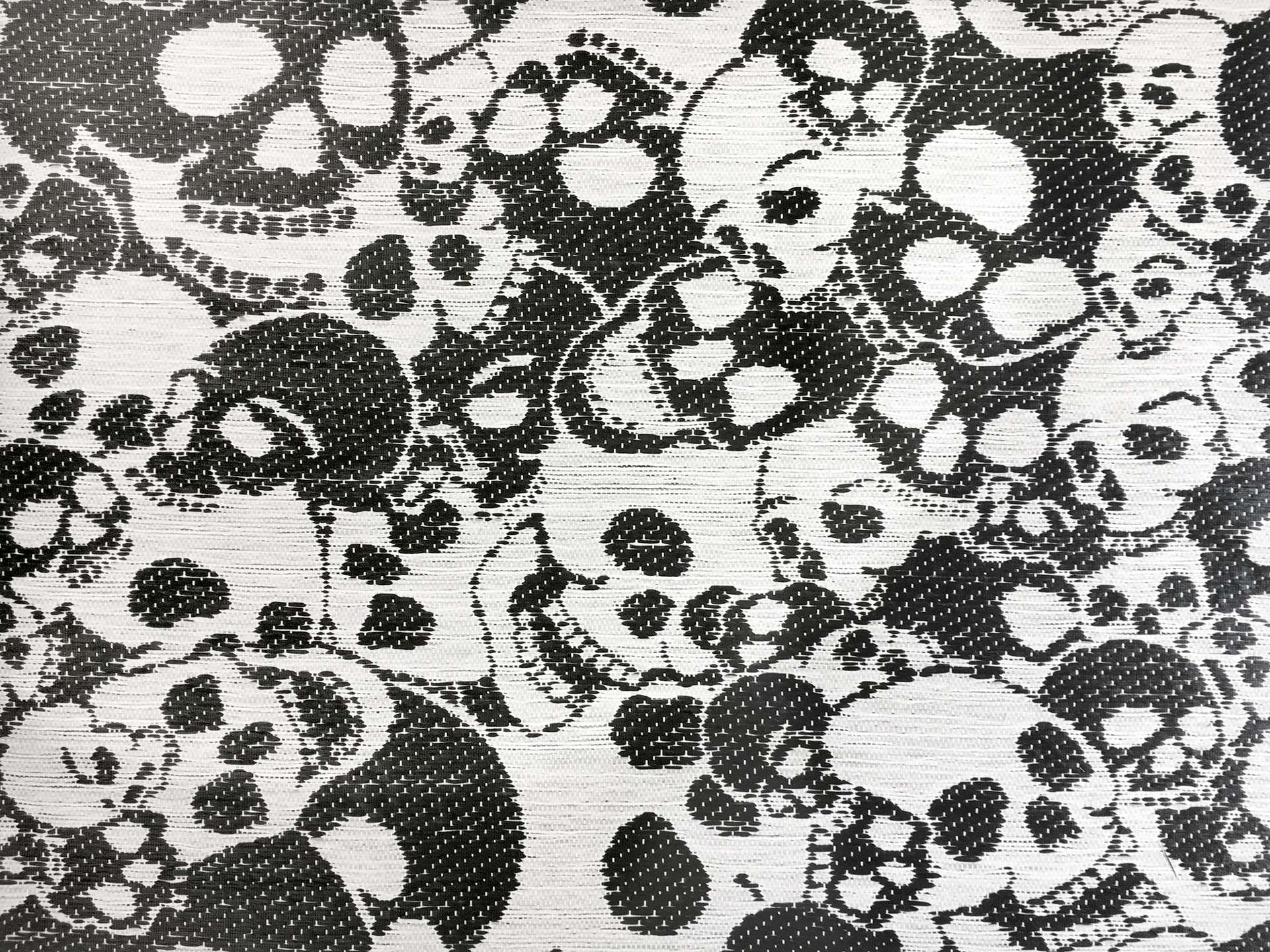 Polyester Blend Coated Raffia with Black and White Skulls
