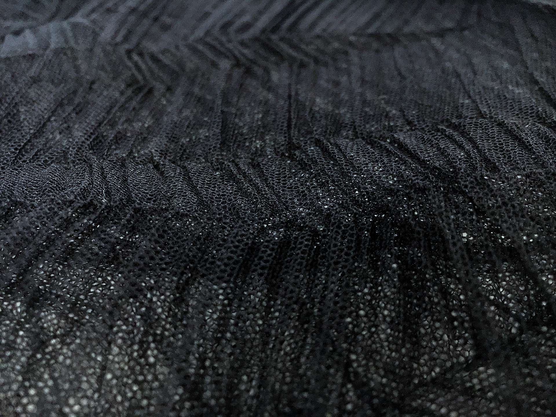 Crushed Polyester Tulle in Black
