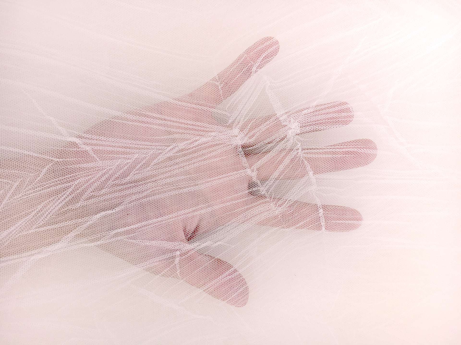 Crushed Polyester Tulle in Blush
