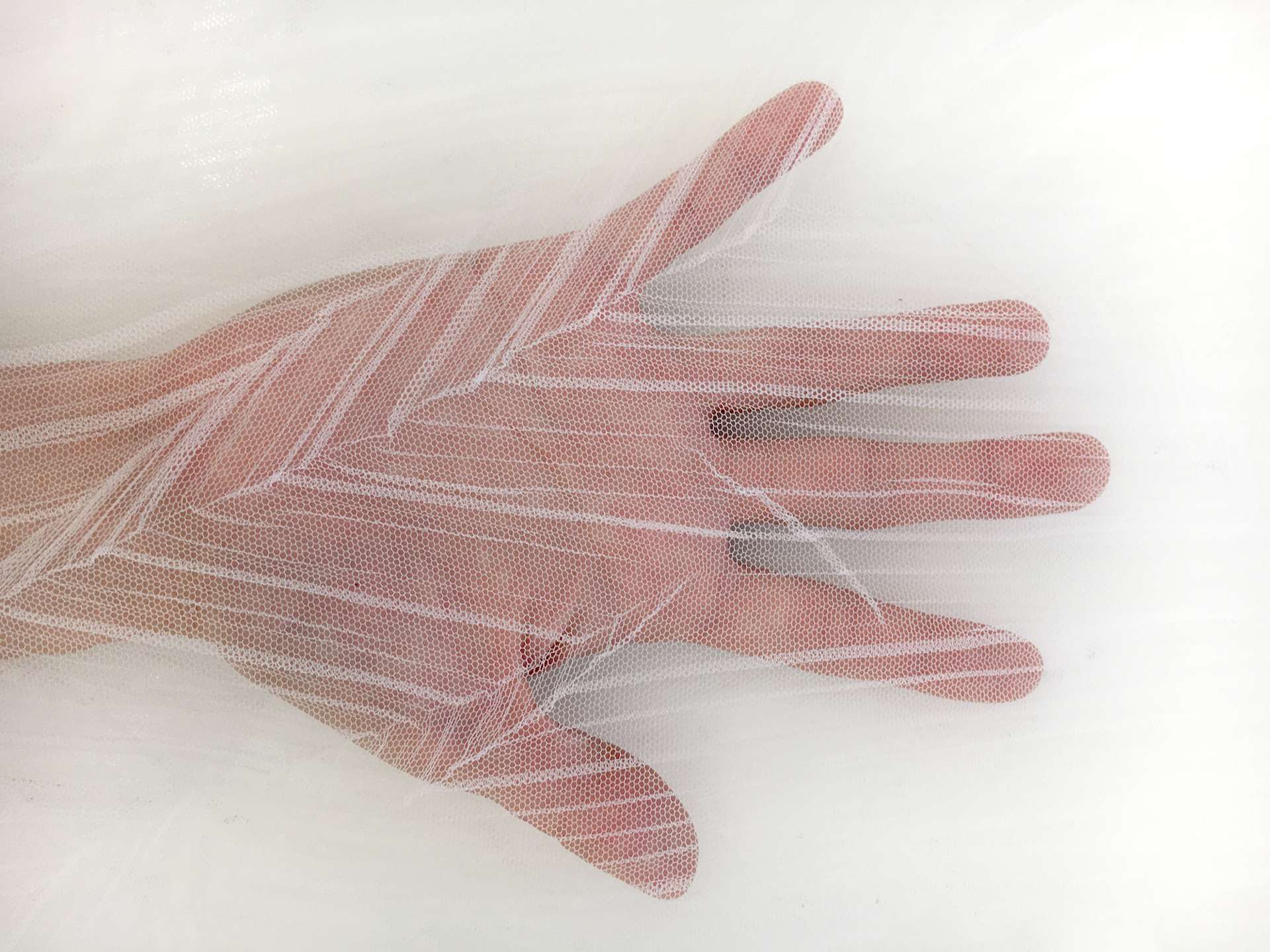 Crushed Polyester Tulle in White