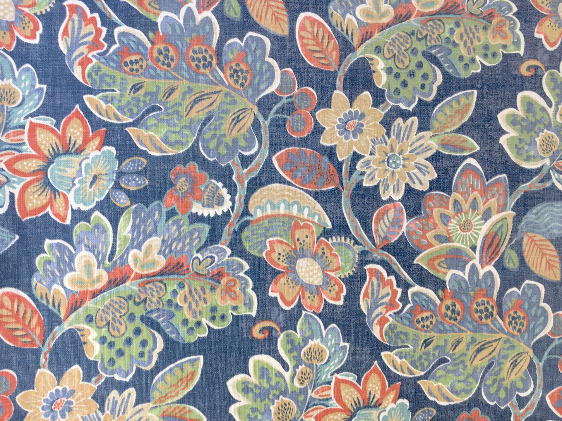Cotton Upholstery Floral Print in Indigo