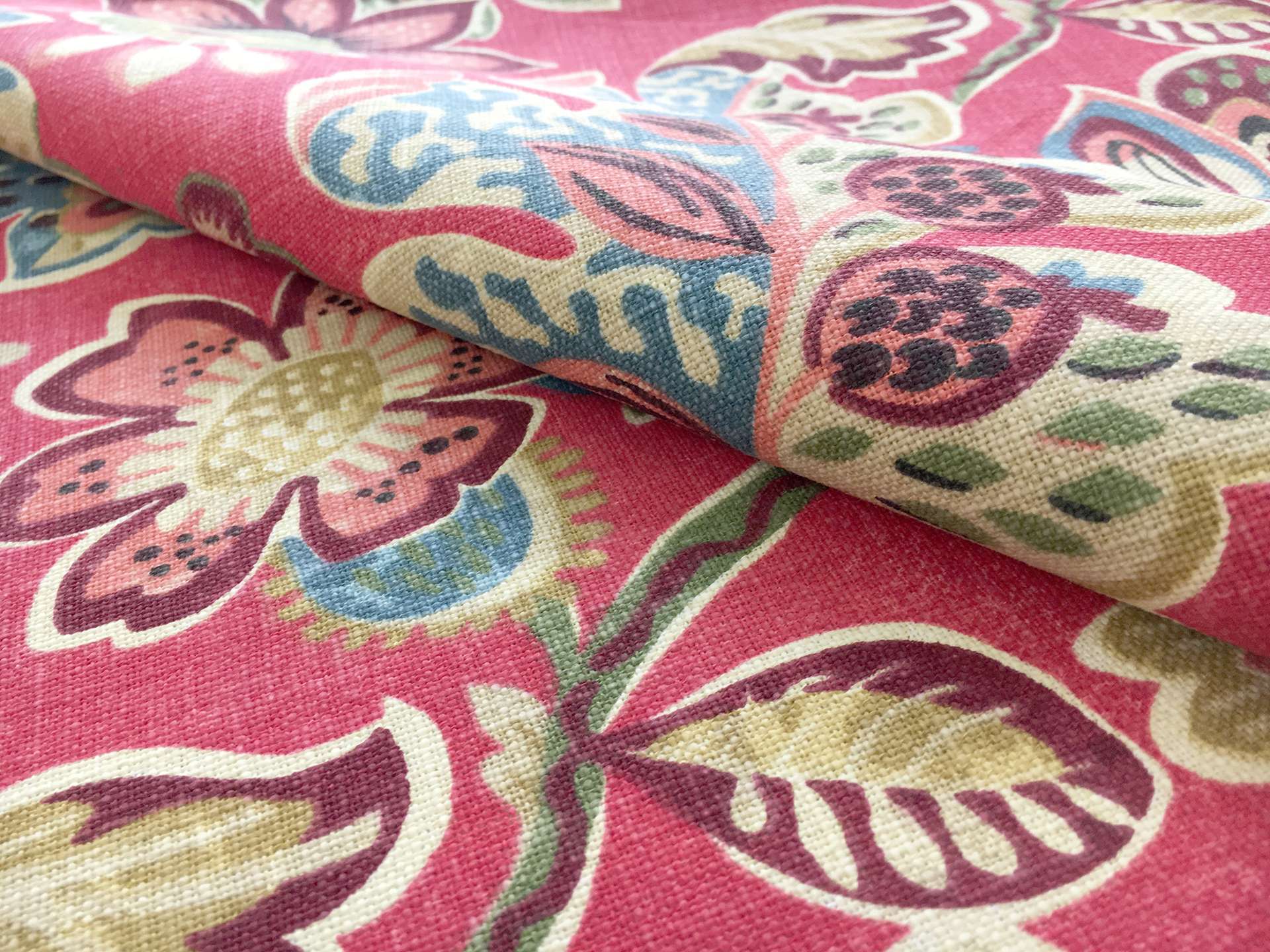 Cotton Upholstery Floral Print in Firecracker 