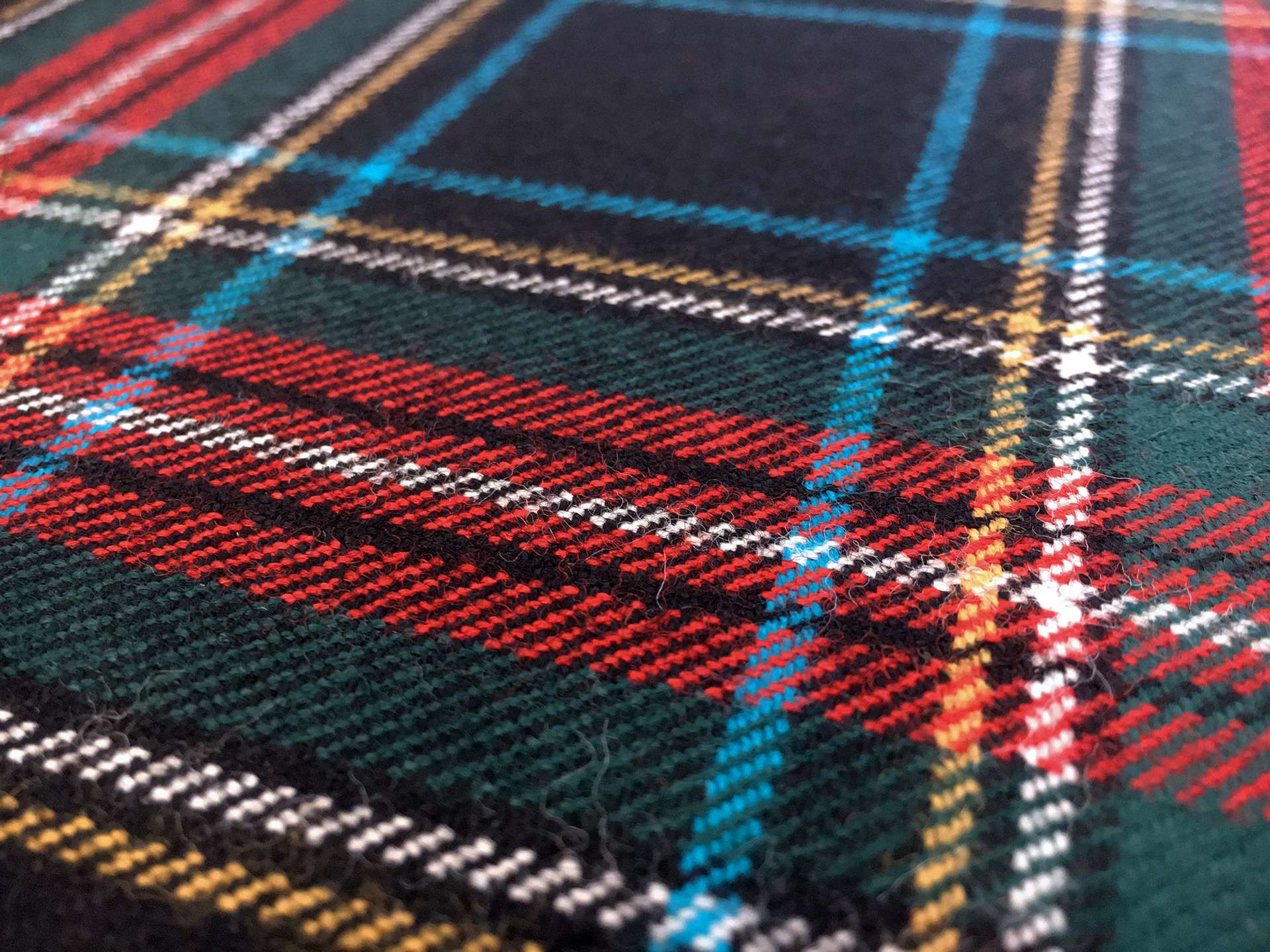 Austrian Virgin Wool Tartan Plaid Suiting in Black Cerulean Red