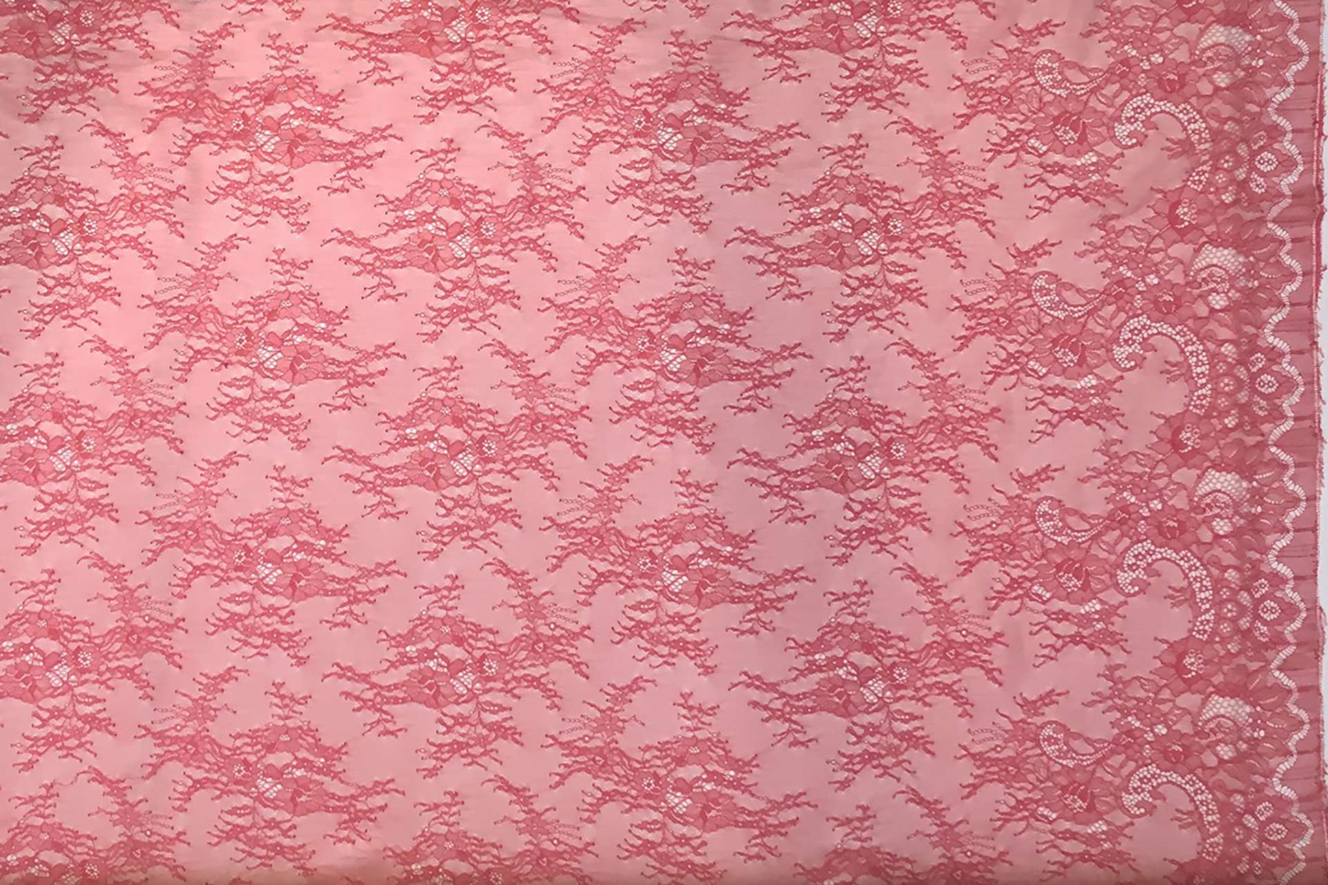 Chantilly Lace with Floral Motfis in Azalea 